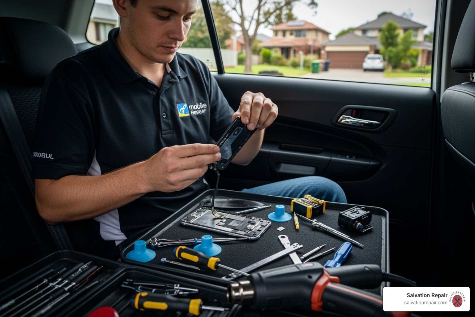 Technician on service call