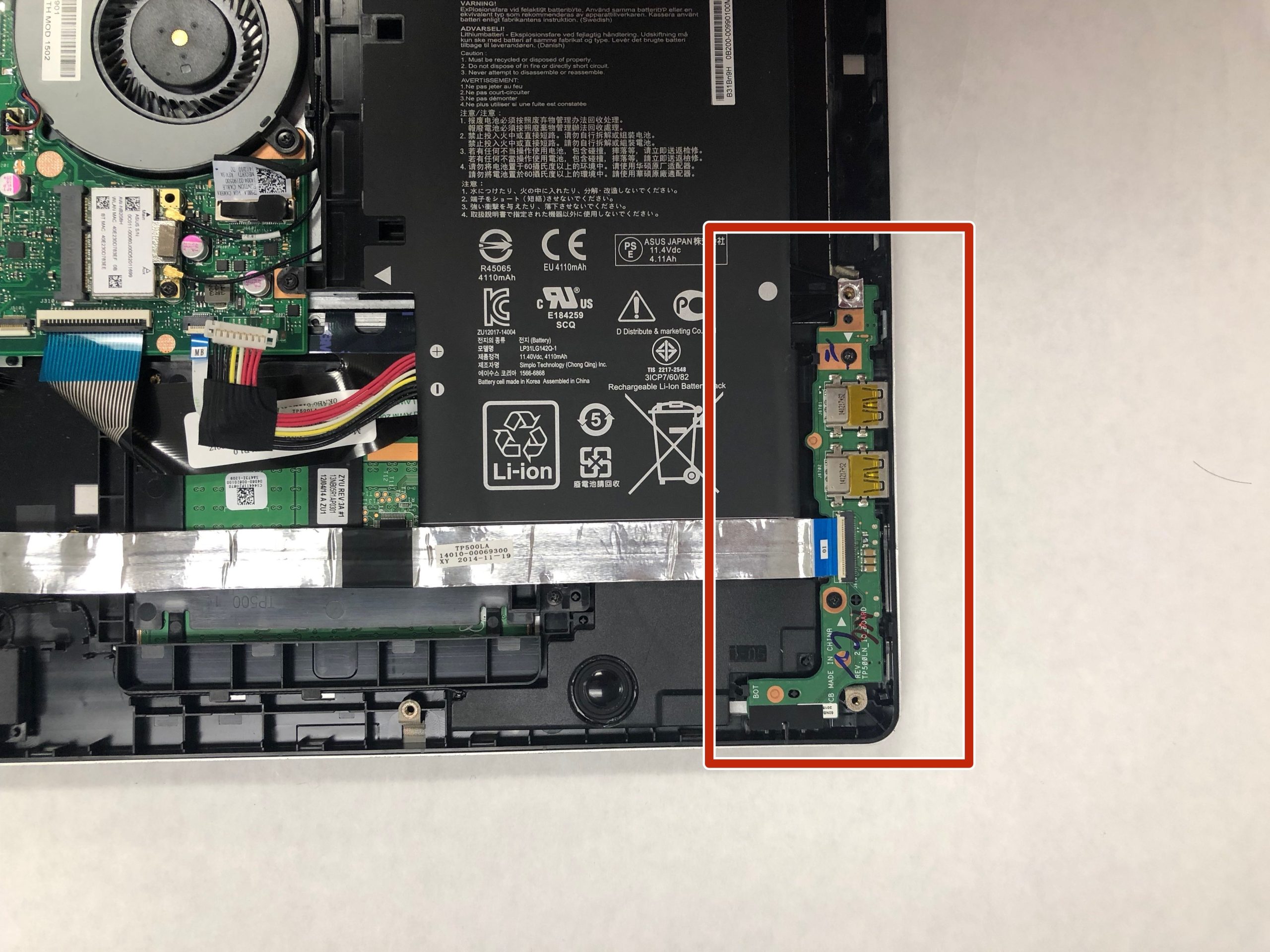 laurel, ms phone repair nearby ASUS Transformer Book Flip TP500LA USB and Power Circuit Board Replacement