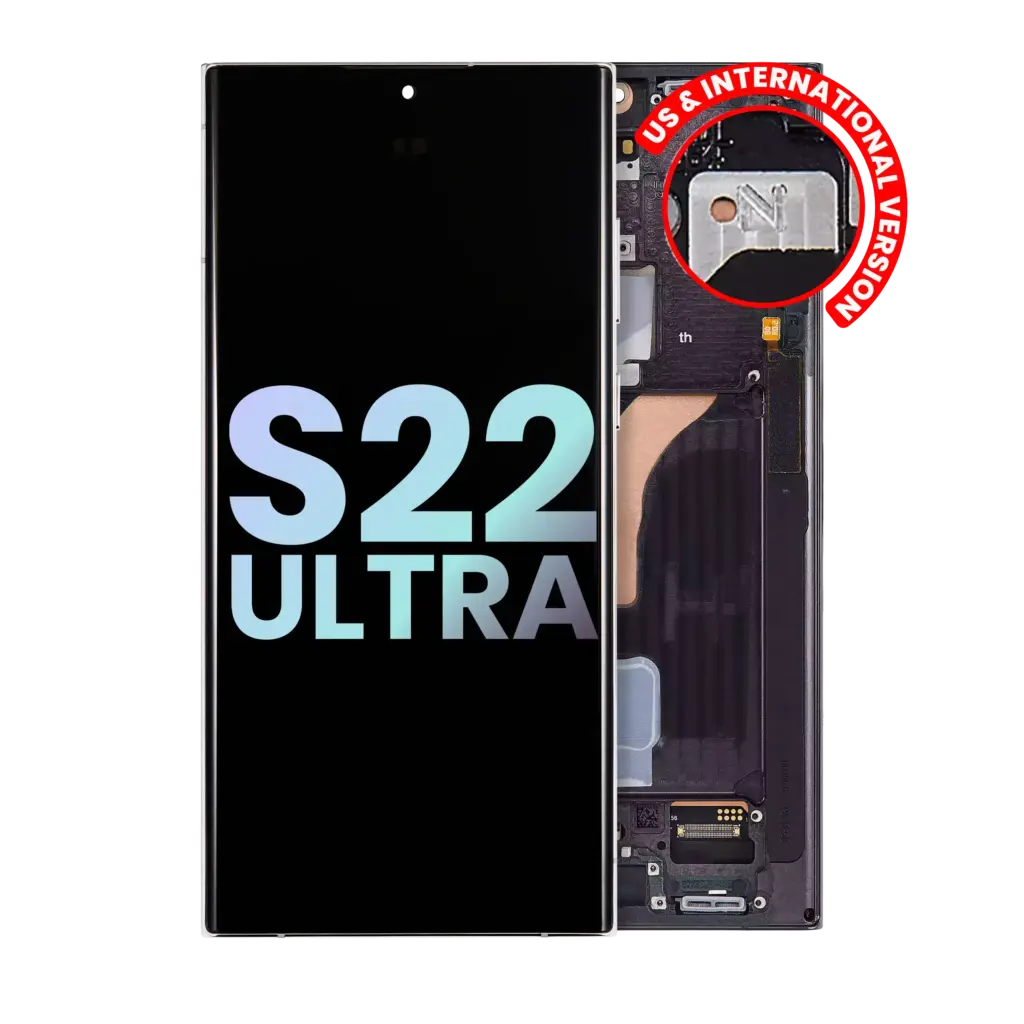 OLED Assembly With Frame Compatible For Samsung Galaxy S22 Ultra 5G (OEM) (Phantom Black)