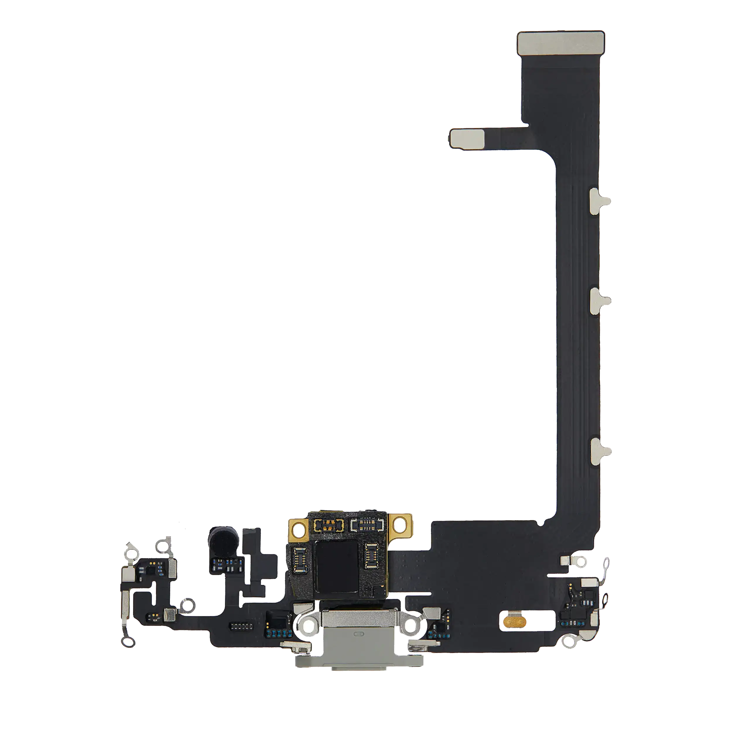 Charging Port Flex Cable With Board Compatible For Iphone 11 Pro Max (Used  Pull) (Silver)