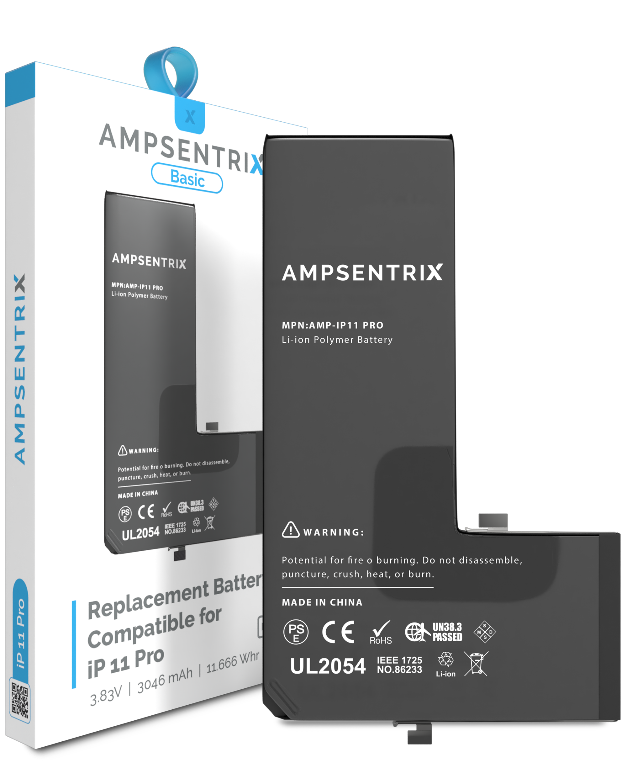 Replacement Battery Compatible For Iphone 11 Pro (Ampsentrix Basic)