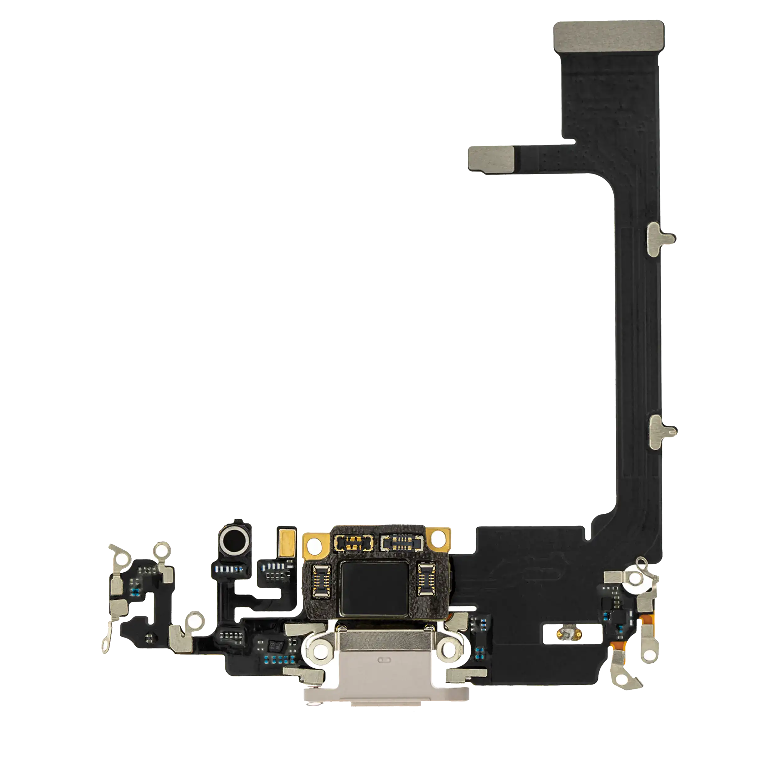Charging Port Flex Cable With Board Compatible For Iphone 11 Pro (Aftermarket Plus) (Silver)