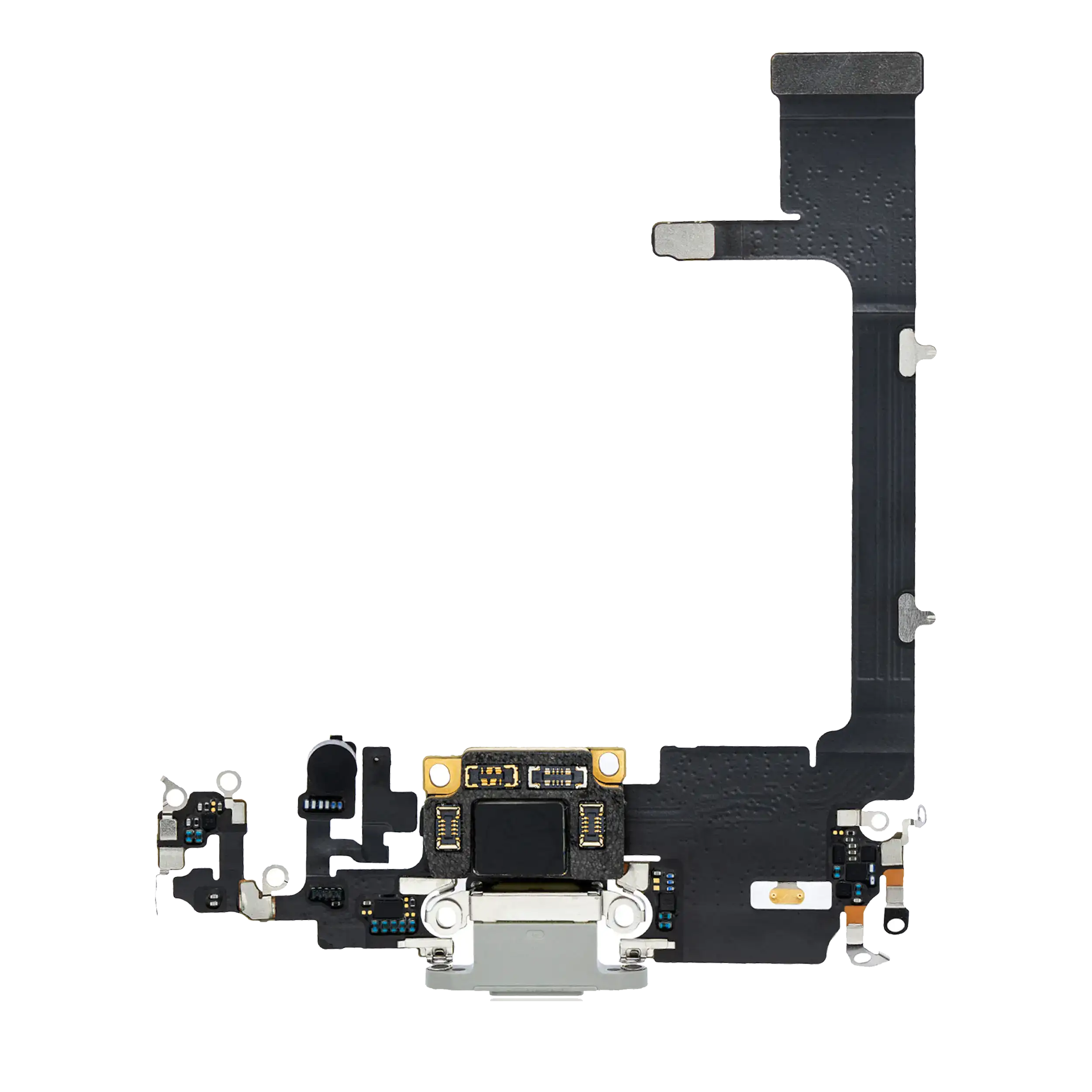 Charging Port Flex Cable With Board Compatible For Iphone 11 Pro (Premium) (Silver)
