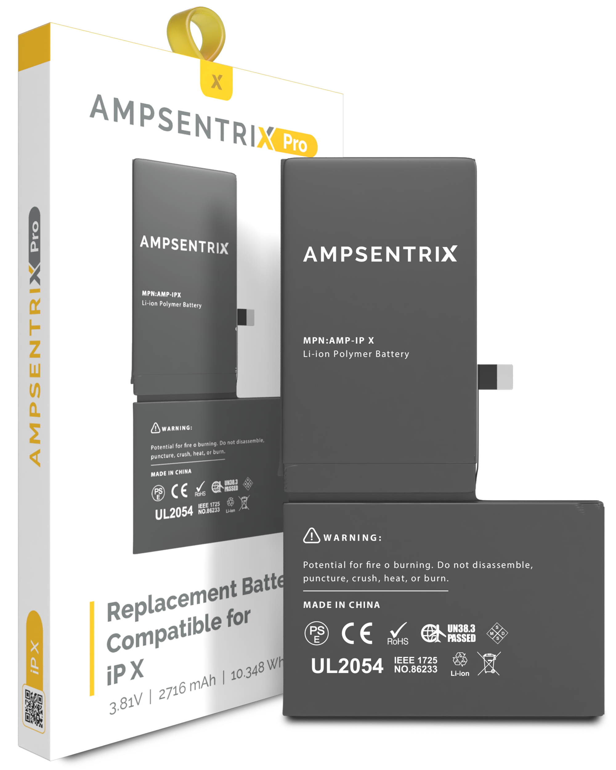Replacement Battery Compatible For Iphone X (Ampsentrix Pro)