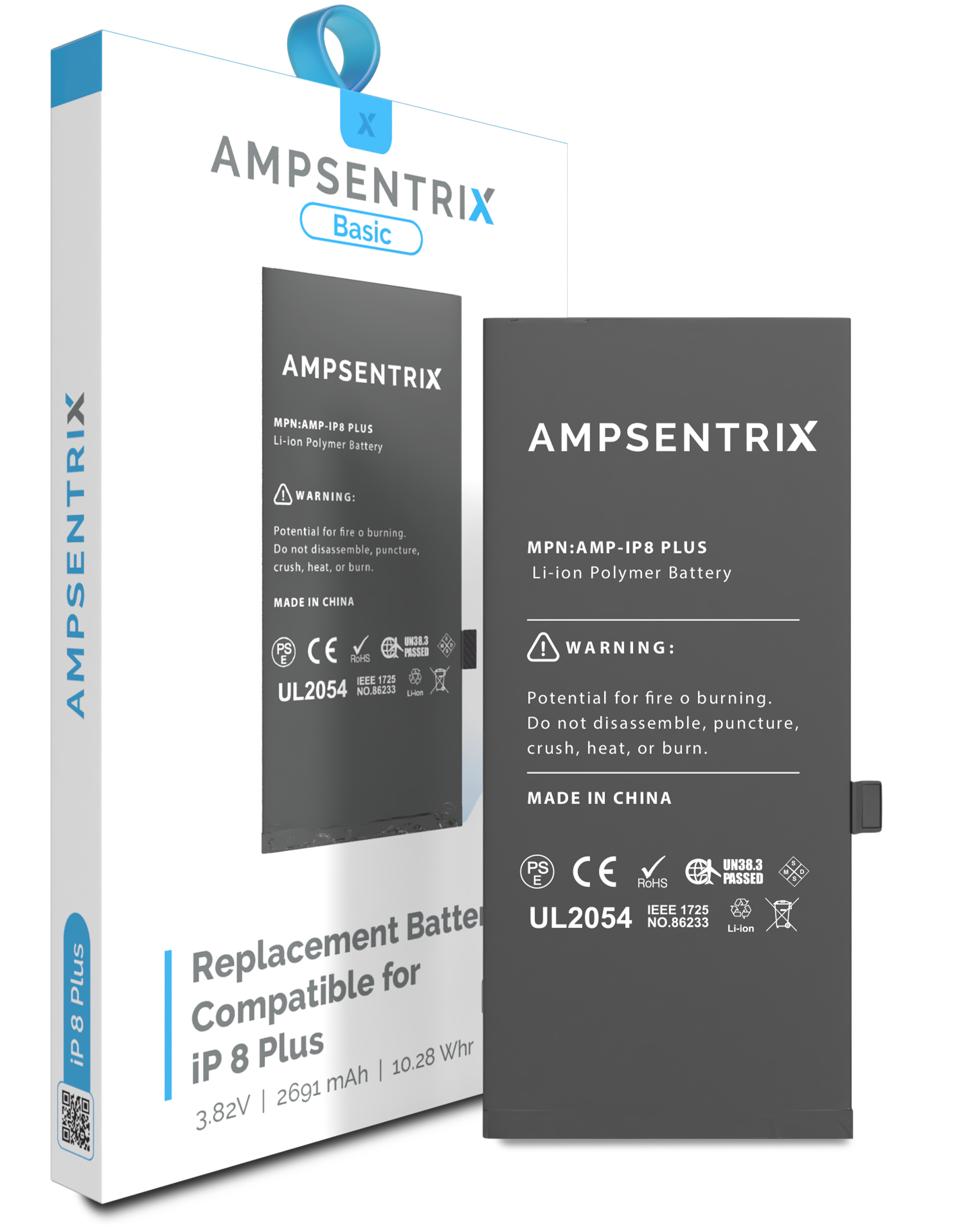 Replacement Battery Compatible For Iphone 8 Plus (Ampsentrix Basic)