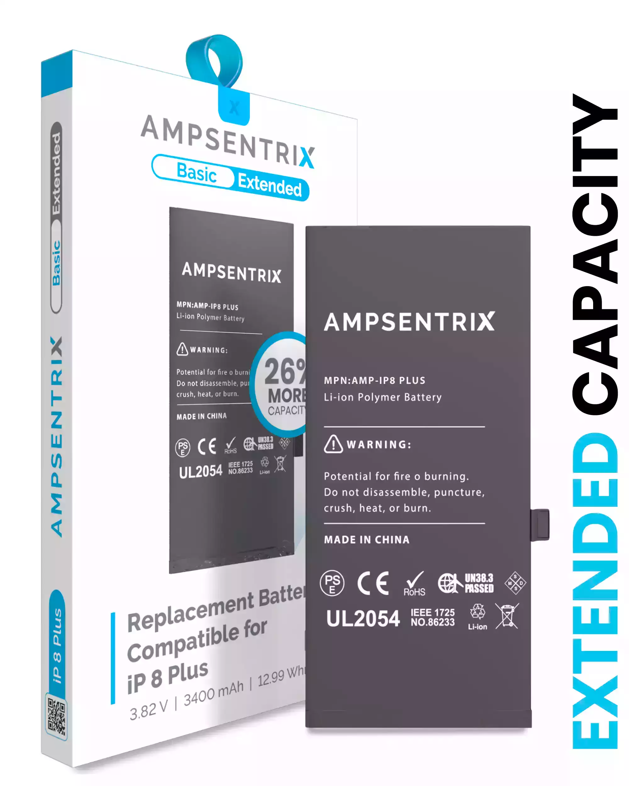 Replacement Battery Compatible For Iphone 8 Plus (Ampsentrix Basic Extended)