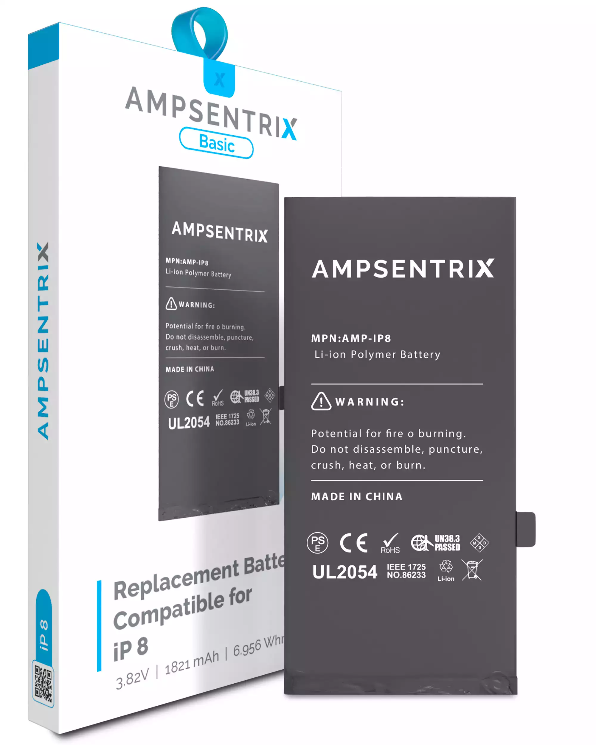 Replacement Battery Compatible For Iphone 8 (Ampsentrix Basic)