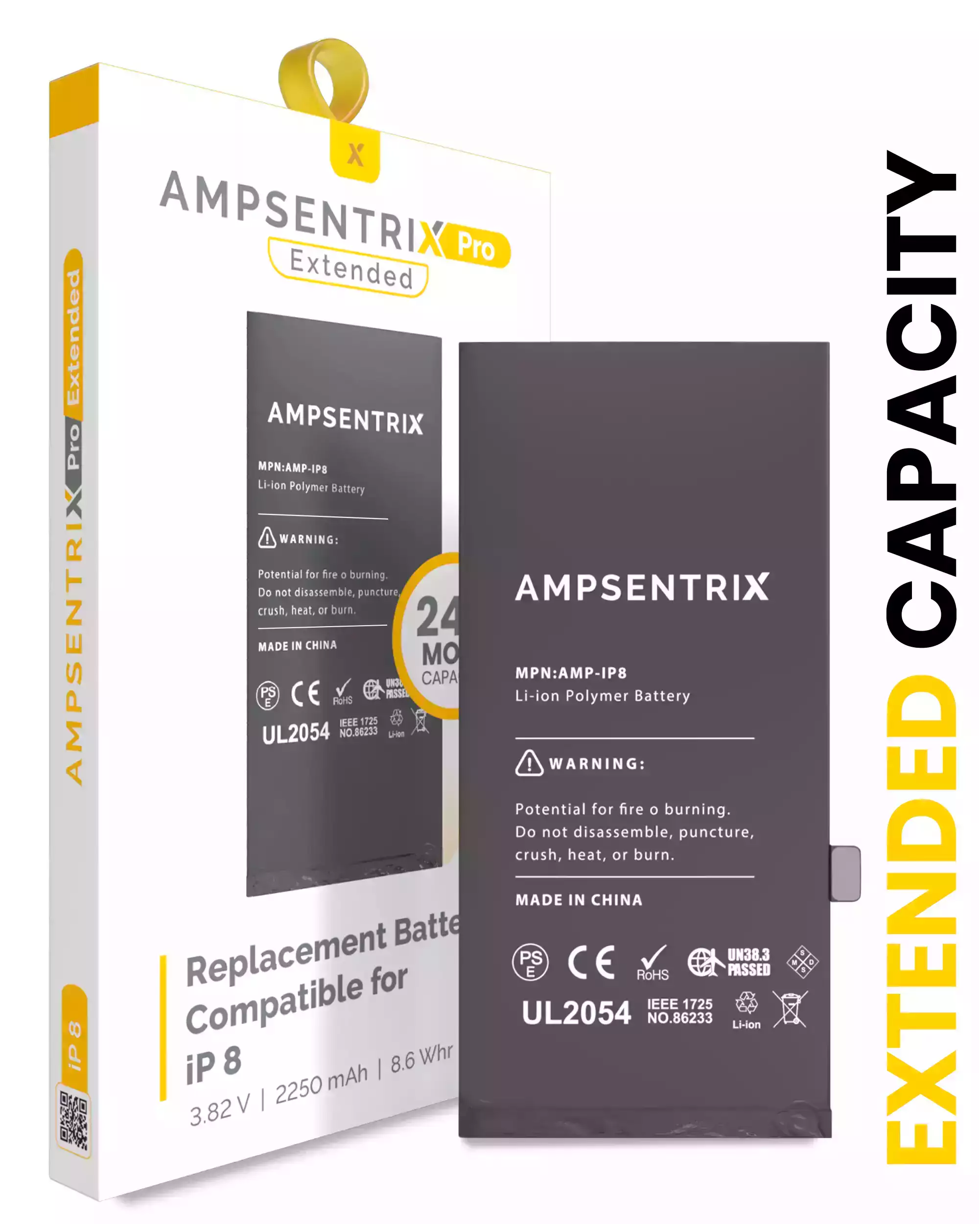 Replacement Battery Compatible For Iphone 8 (Ampsentrix Pro Extended)