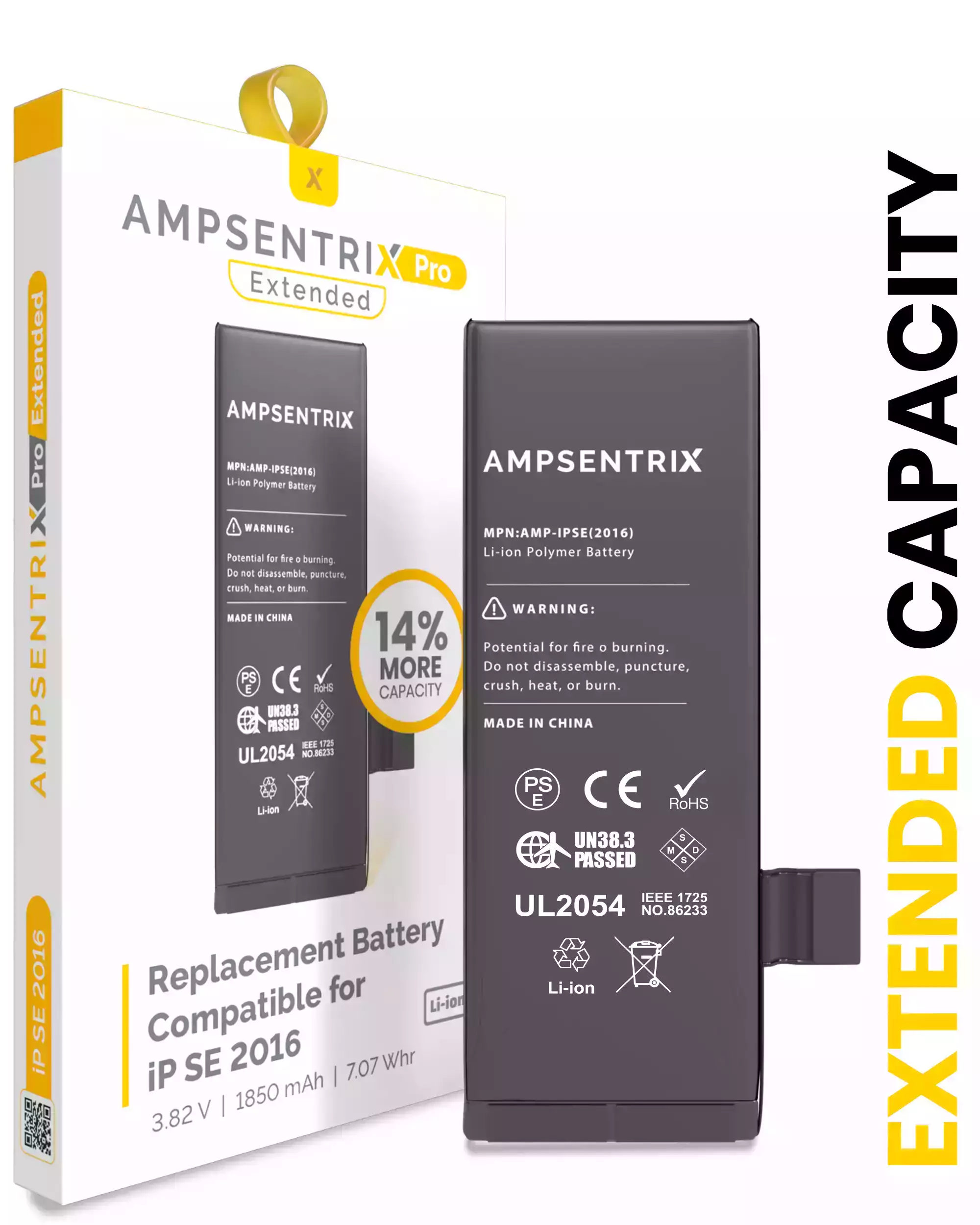 Replacement Battery Compatible For Iphone Se (2016) (Ampsentrix Pro Extended)