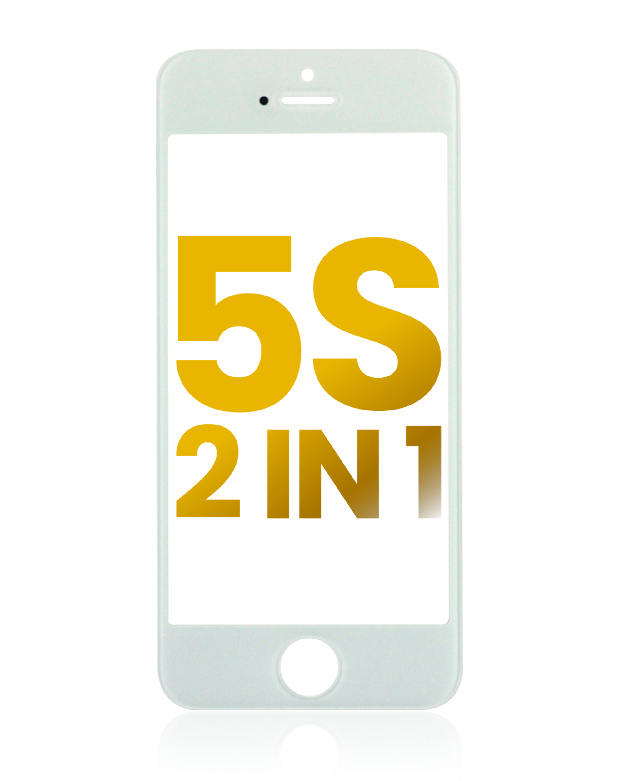 2 In 1 (Front Glass + Frame Pre-Installed) Compatible For Iphone 5S (2 Pack) (White)