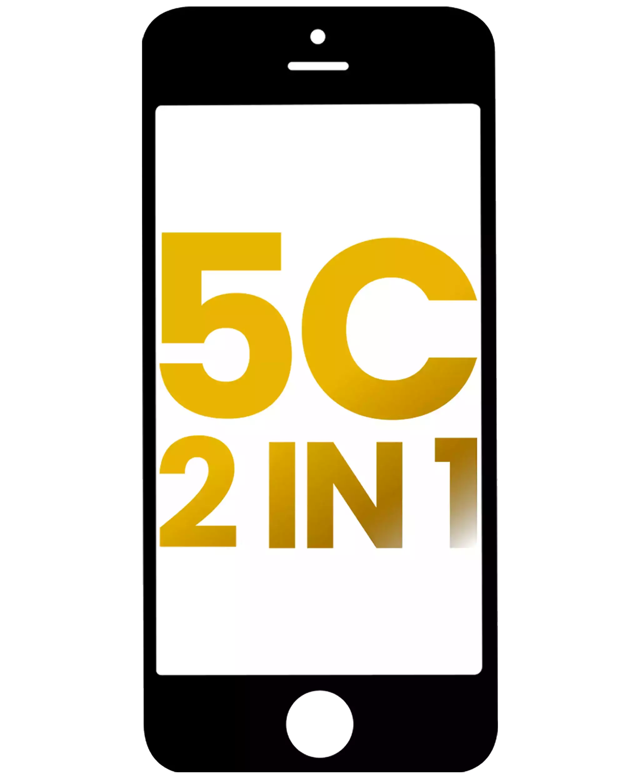 2 In 1 (Front Glass + Frame Pre-Installed) Compatible For Iphone 5C (2 Pack) (Black)