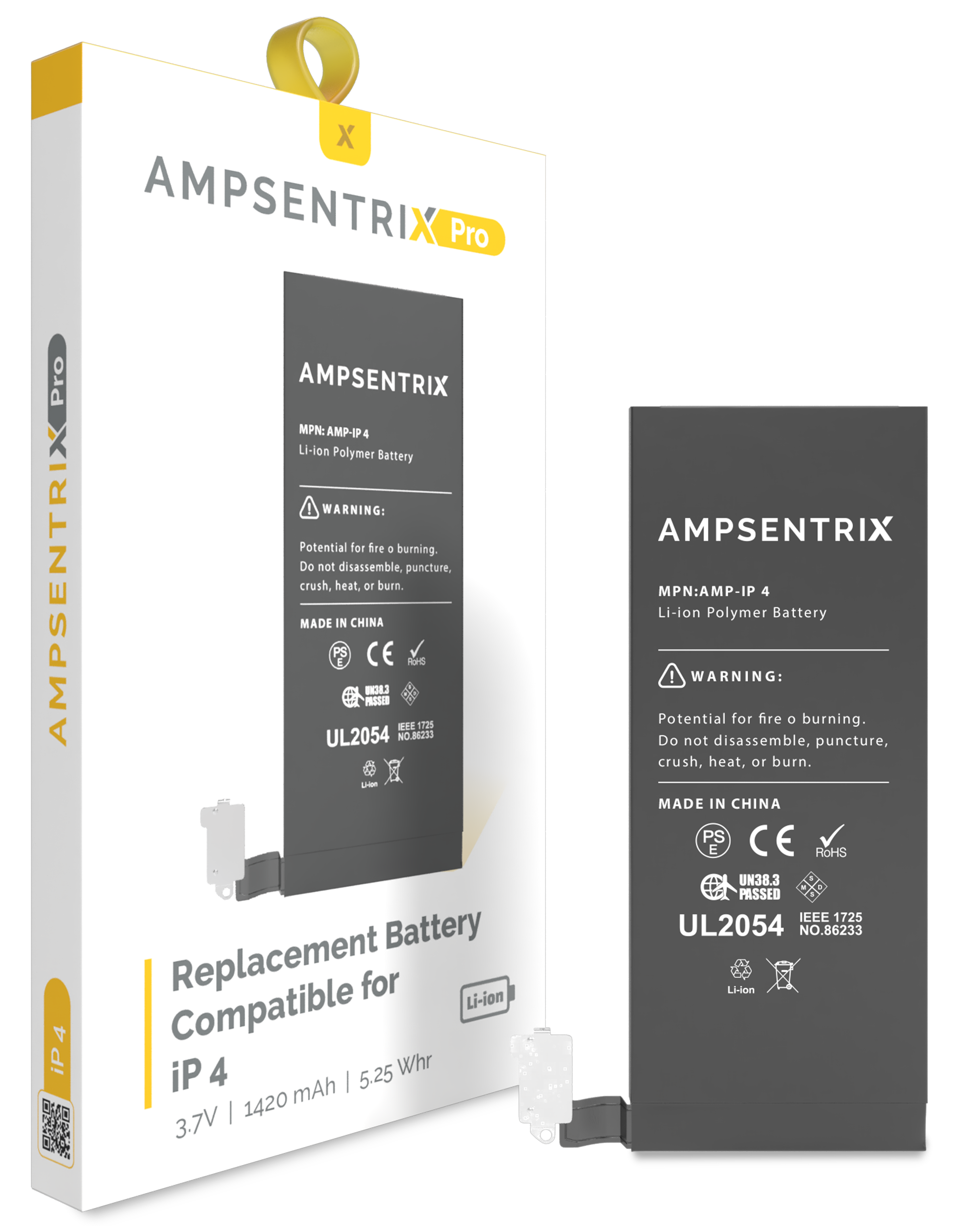 Replacement Battery Compatible For Iphone 4 (Ampsentrix Pro)