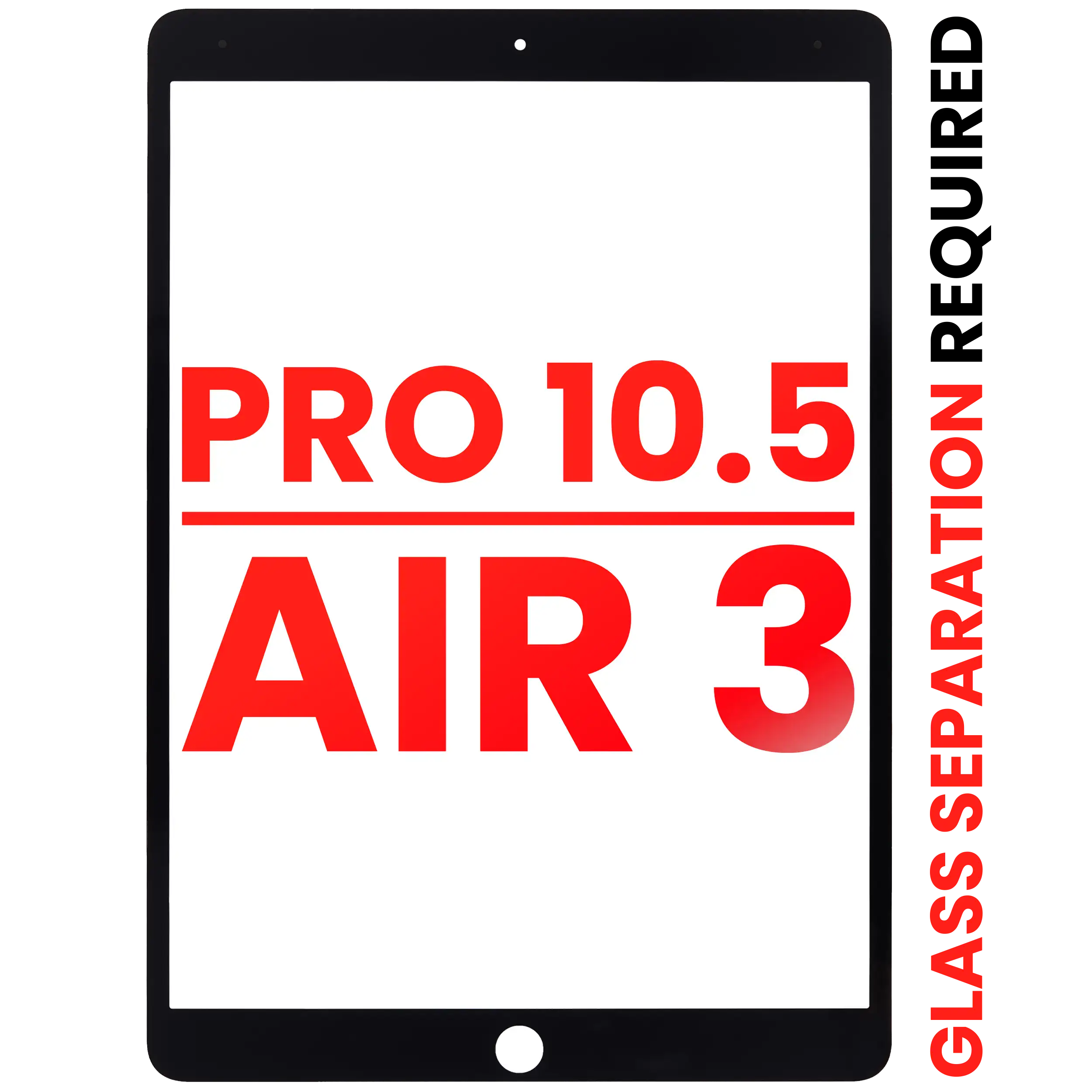 Front Glass Only Compatible For Ipad Pro 10.5" / Ipad Air 3 (Black) (Glass Separation Required)