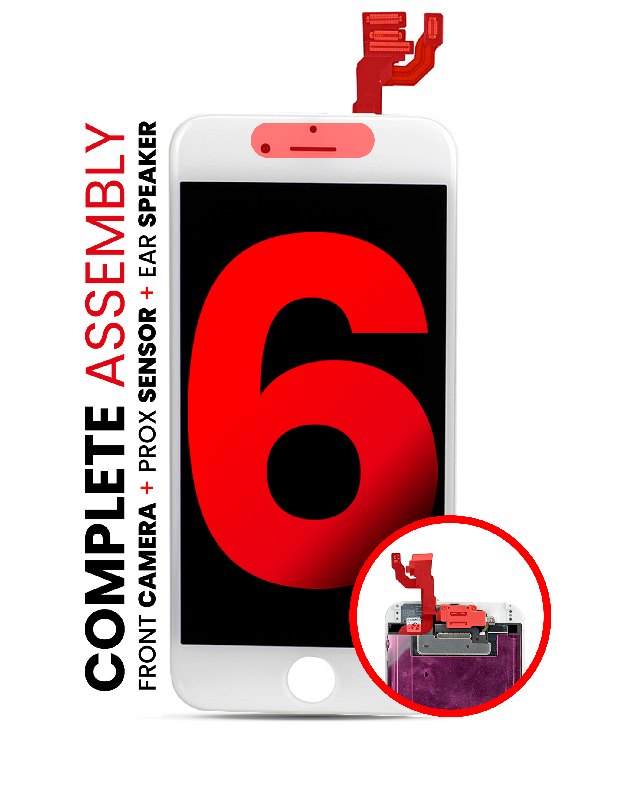 Complete Lcd Assembly Compatible For Iphone 6 (With Front Camera: Prox Sensor & Ear Speaker) (Aftermarket Pro: Xo7) (White)