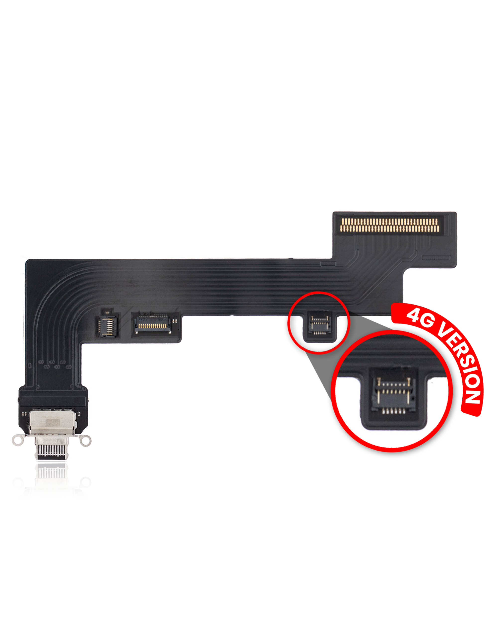 Charging Port Flex Cable Compatible For Ipad Air 4 / Ipad Air 5 (Cellular) (Aftermarket Plus) (Black)