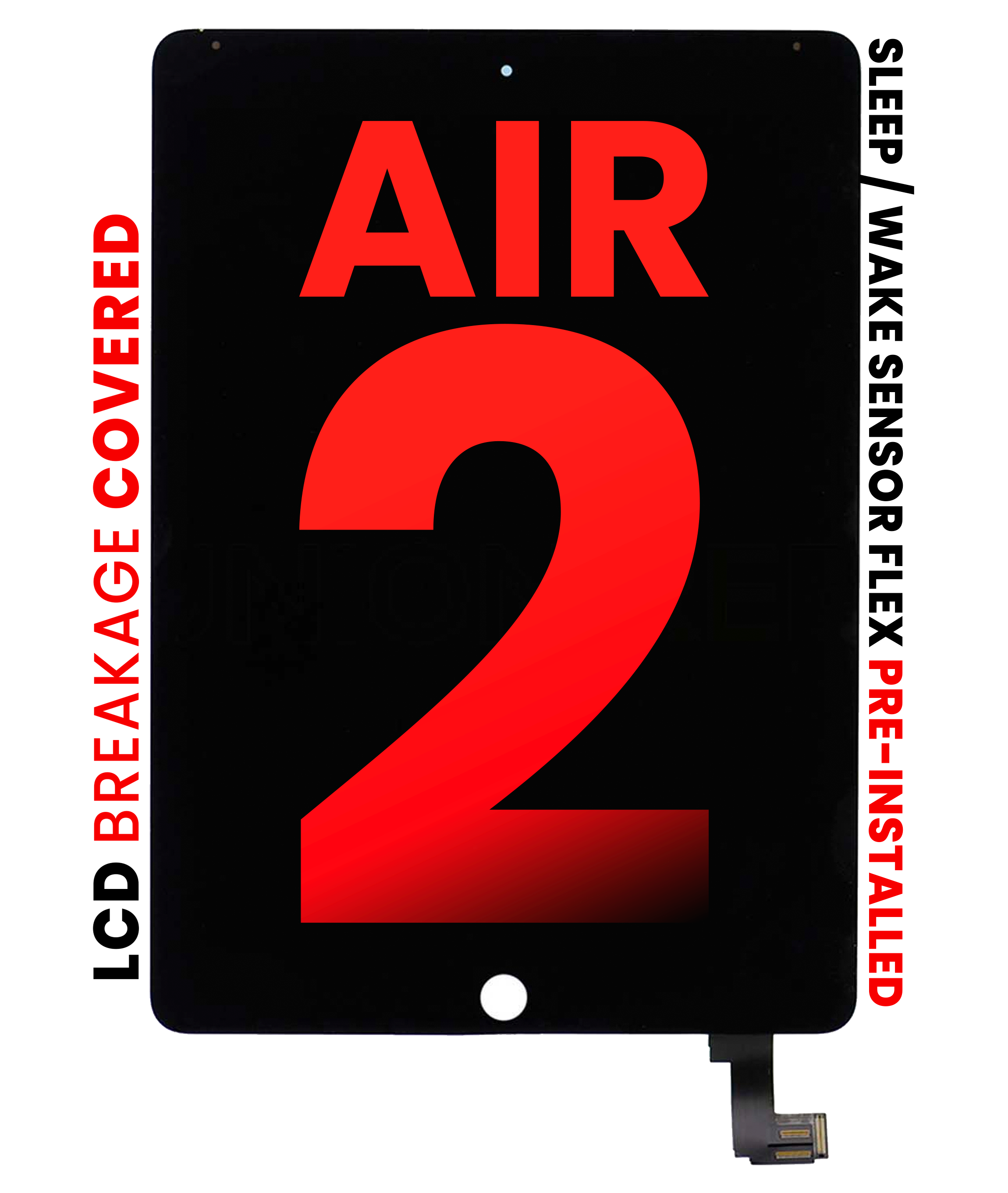 Lcd Assembly With Digitizer Compatible For Ipad Air 2 (Sleep / Wake Sensor Flex Pre-Installed) (Aftermarket Pro: Xo7-2) (Black)