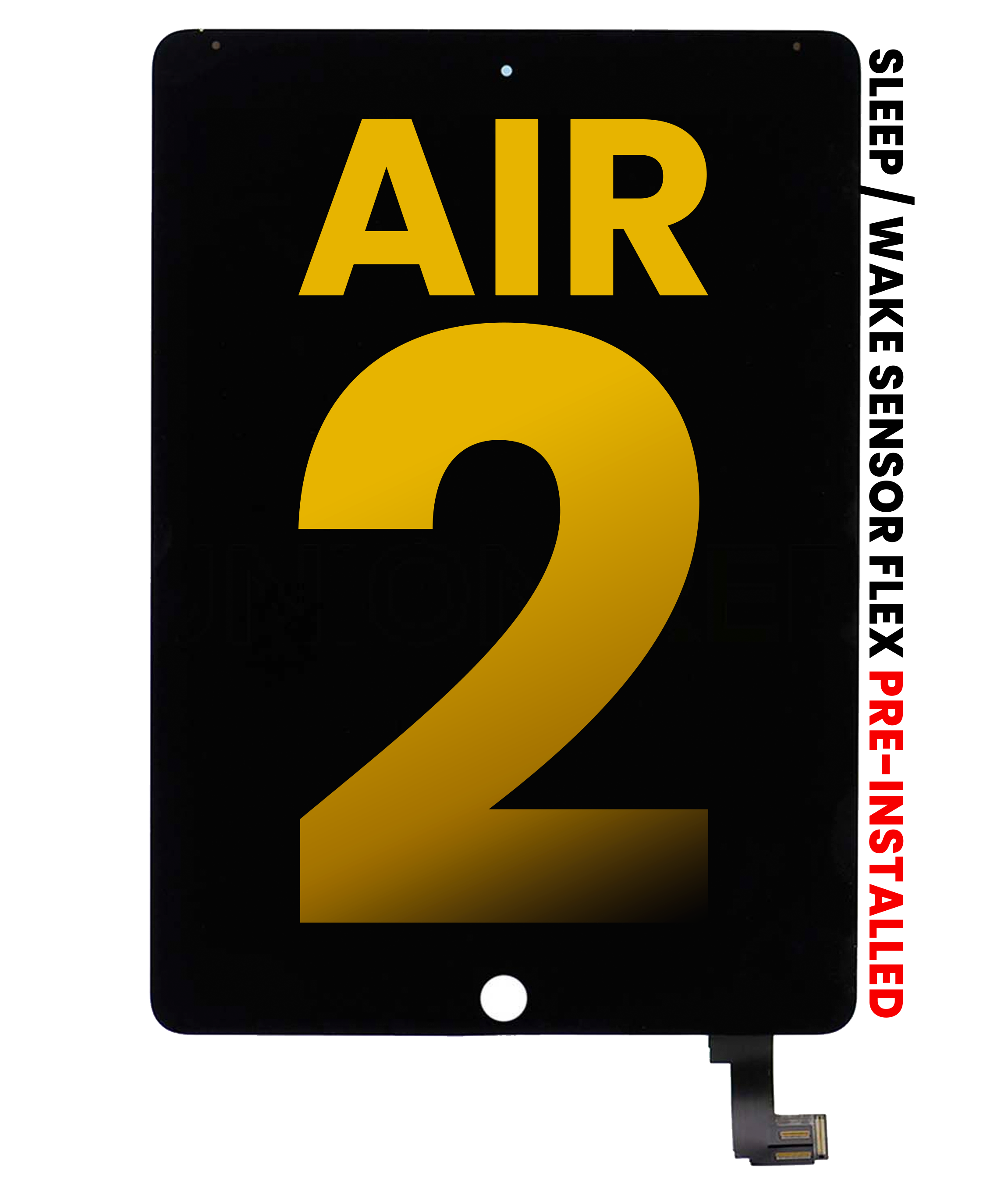 Lcd Assembly With Digitizer Compatible For Ipad Air 2 (Sleep / Wake Sensor Flex Pre-Installed) (Refurbished) (Black)