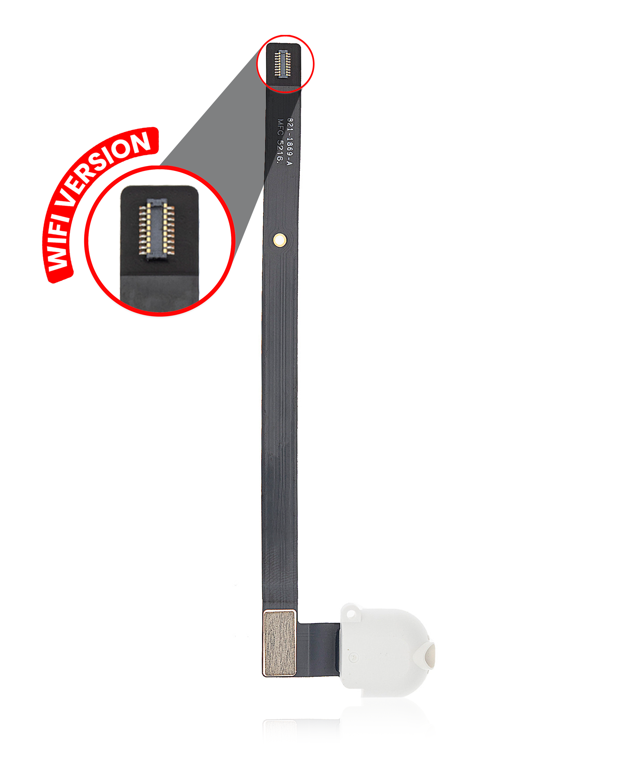 Headphone Jack Flex Cable Compatible For Ipad Air 1 / Ipad 5 (2017) / Ipad 6 (2018) (White) (Wifi Only)