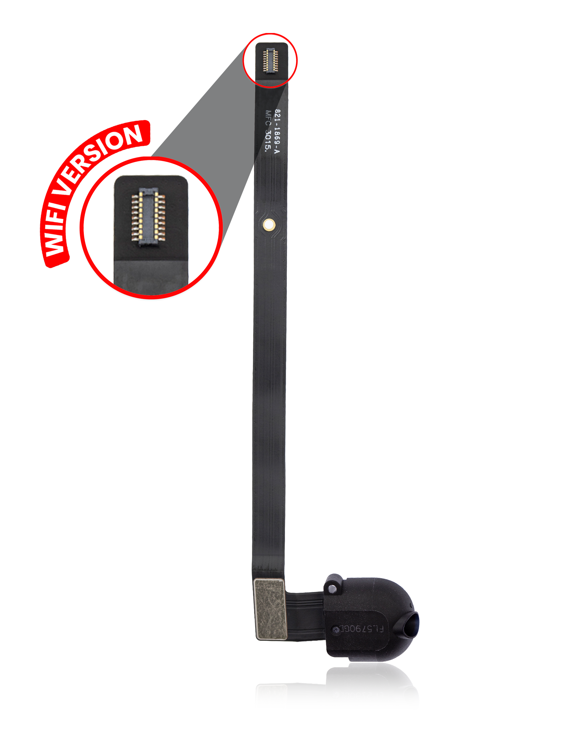 Headphone Jack Flex Cable Compatible For Ipad Air 1 / Ipad 5 (2017) / Ipad 6 (2018) (Black) (Wifi Only)