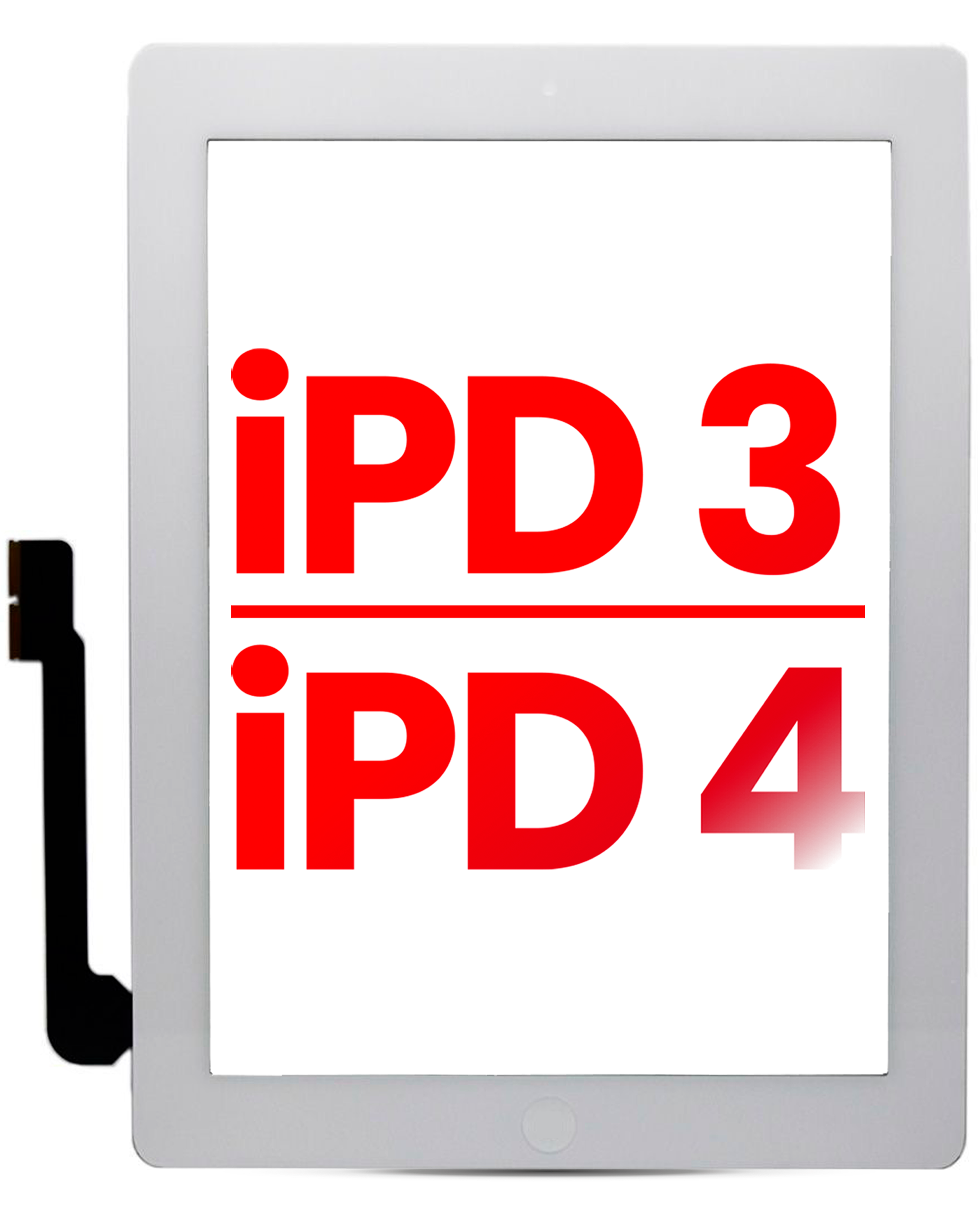 Digitizer Compatible For Ipad 3 / Ipad 4 (Home Button Pre-Installed Compatible For Ipad 4) (Aftermarket Plus) (White)