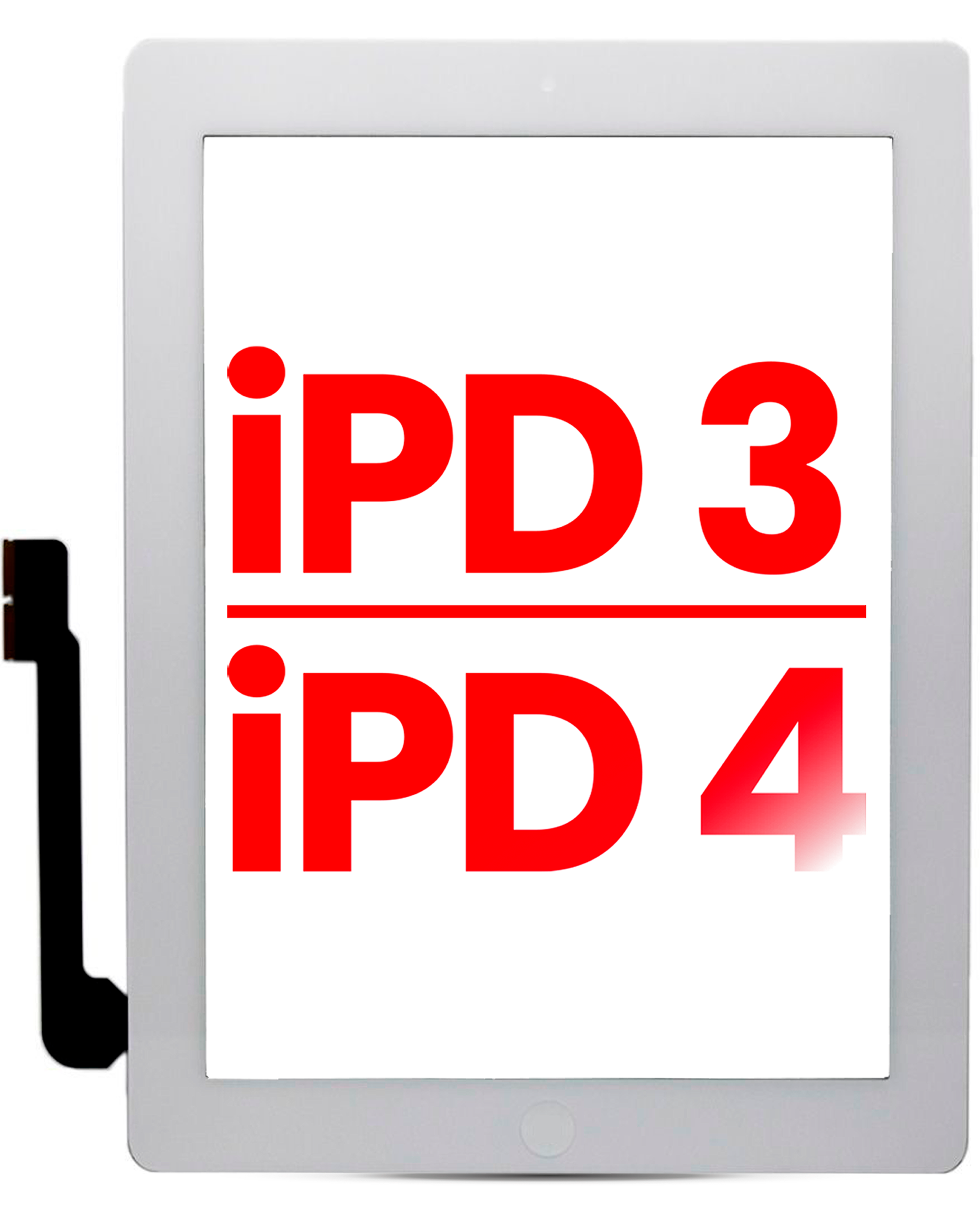 Digitizer Compatible For Ipad 3 / Ipad 4 (Home Button Pre-Installed Compatible For Ipad 3) (Aftermarket Plus) (White)