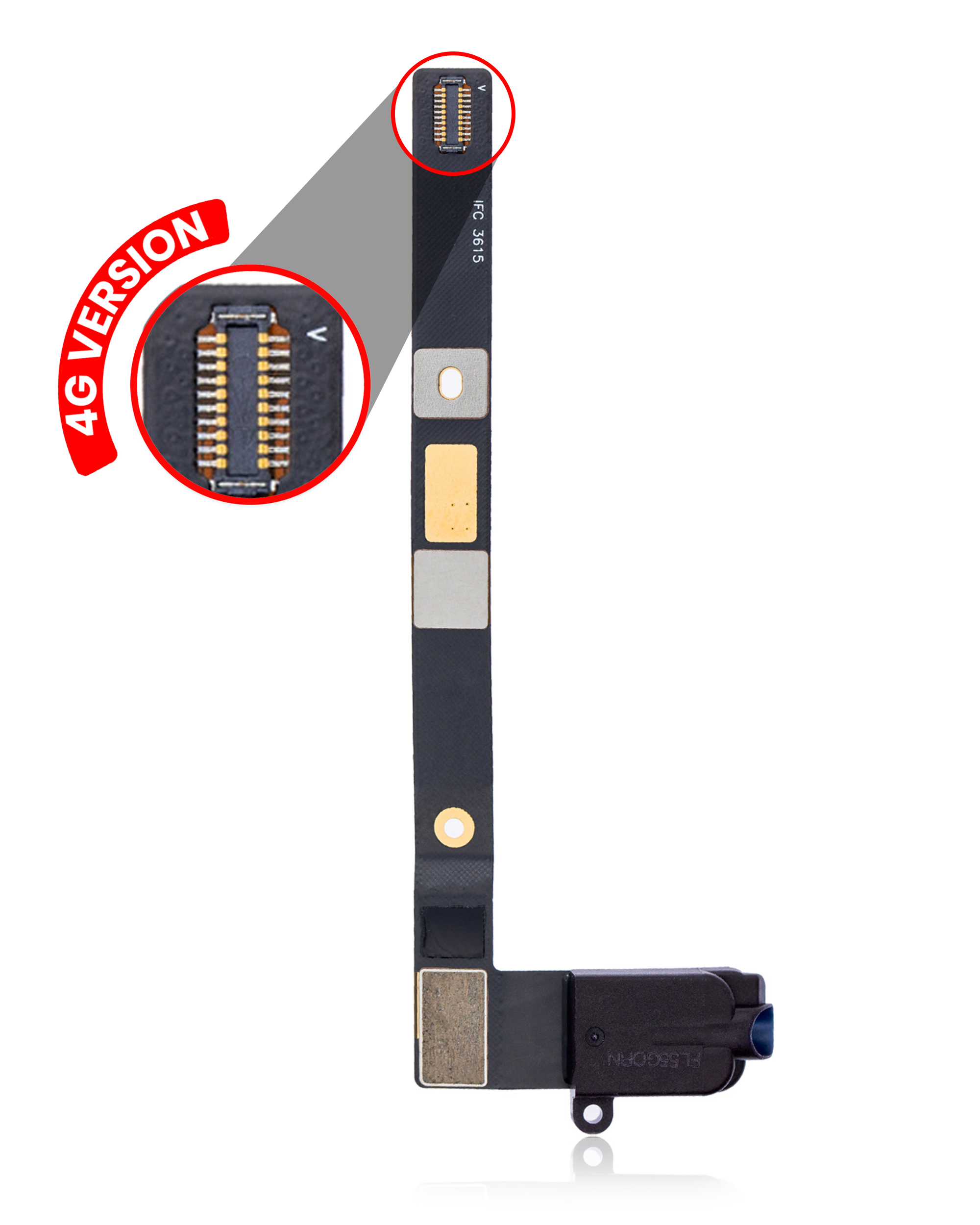 Headphone Jack With Flex Cable Compatible For Ipad Mini 4 (Cellular) (Black)