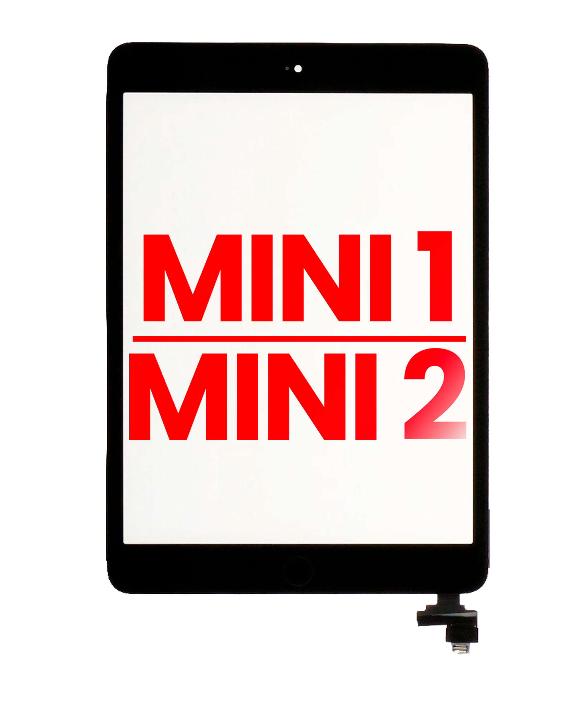 Digitizer With Ic Chip & Home Button Pre-Installed Compatible For Ipad Mini 1 / Ipad Mini 2 (Aftermarket Plus) (Black)