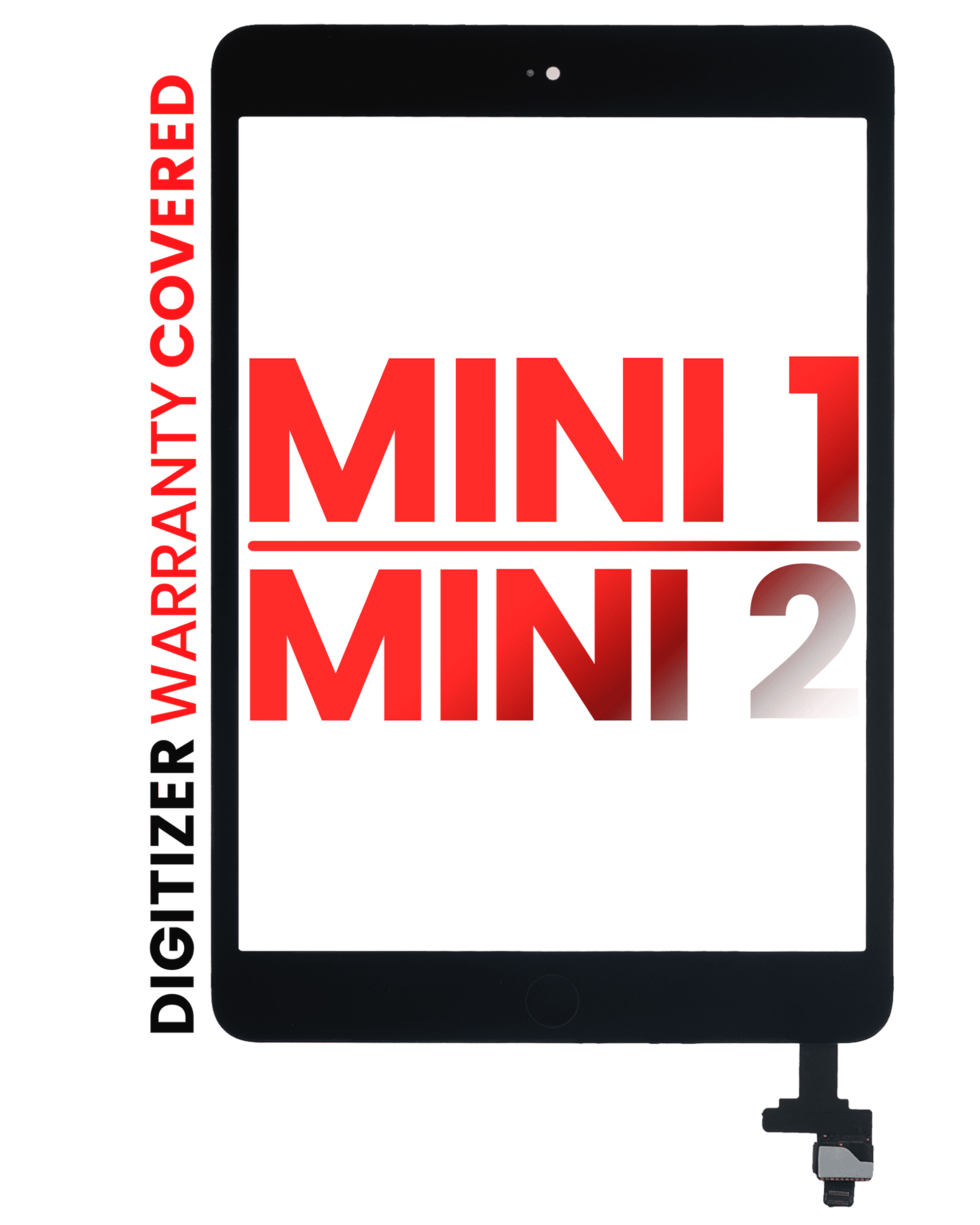 Digitizer With Ic Chip & Home Button Pre-Installed Compatible For Ipad Mini 1 / Ipad Mini 2 (Aftermarket Pro: Xo7) (Black)