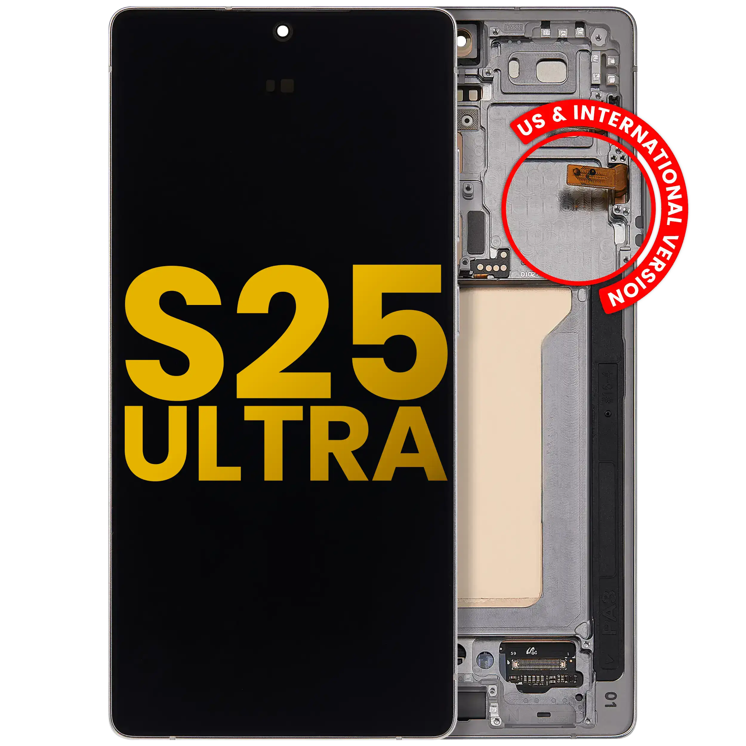 Oled Assembly With Frame Compatible For Samsung Galaxy S25 Ultra 5G (Refurbished) (Us & International) (Titanium White Silver)