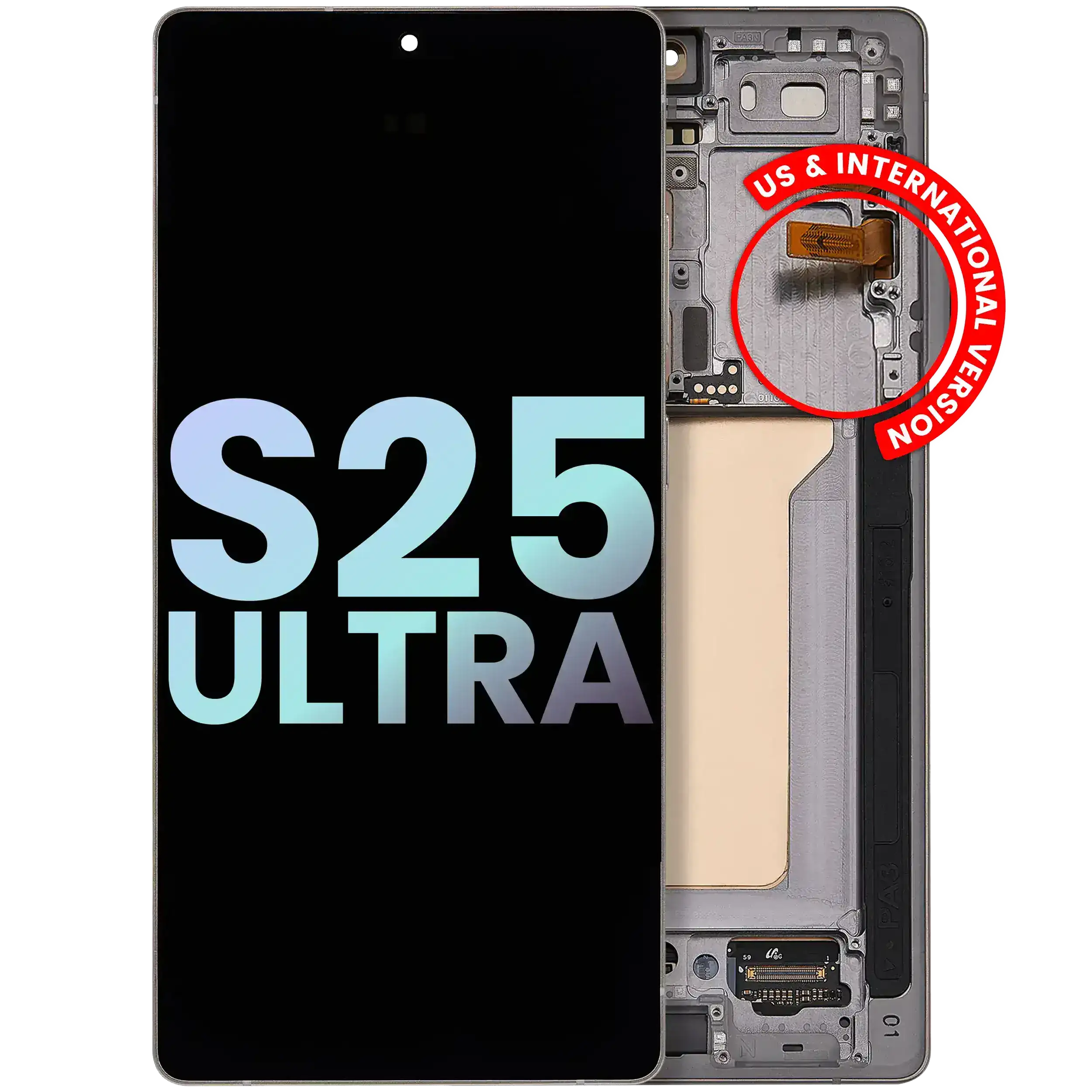 Oled Assembly With Frame Compatible For Samsung Galaxy S25 Ultra 5G (Service Pack )(Us & International) (Titanium Pink Gold)