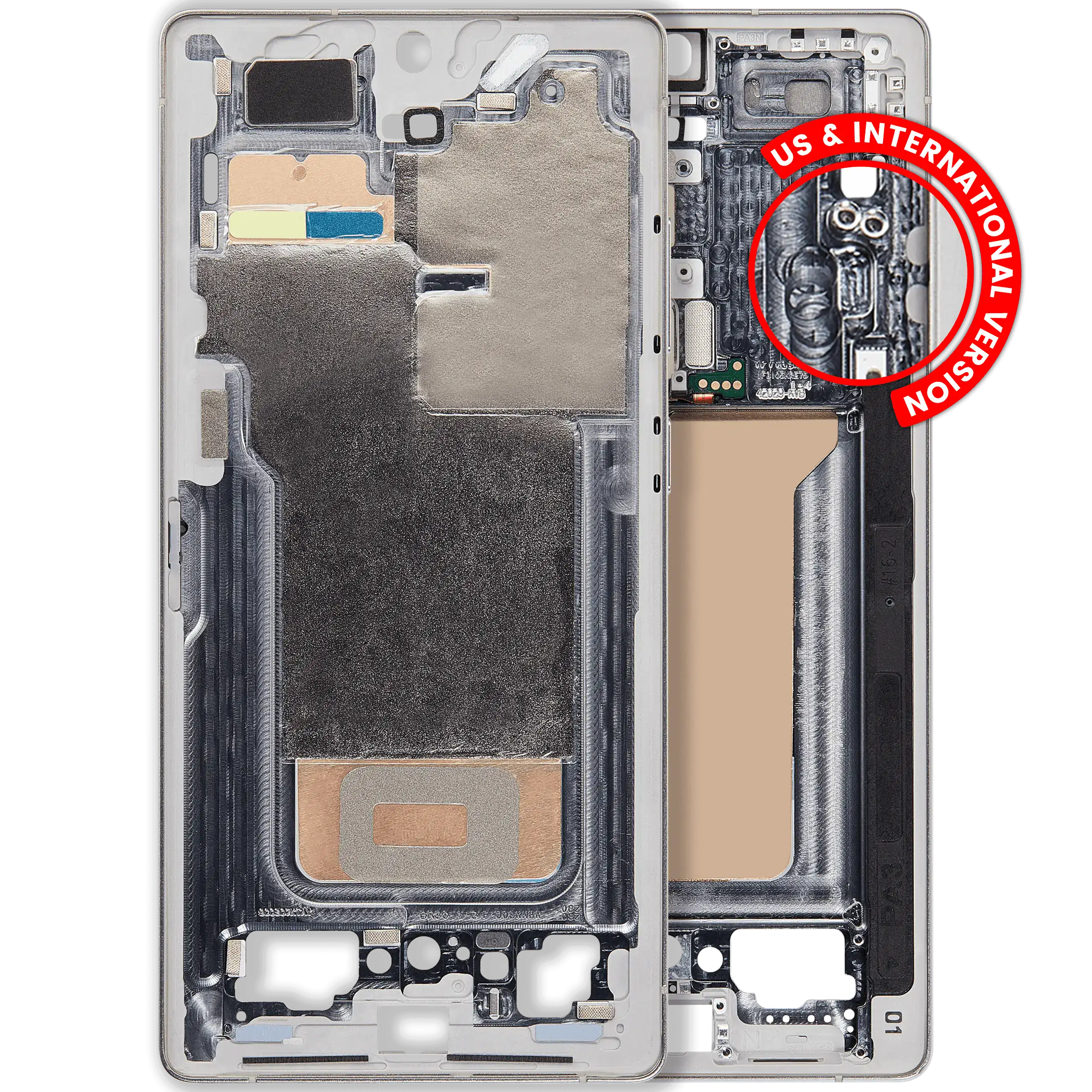 Mid-Frame Housing Compatible For Samsung Galaxy S25 Ultra (Us & International Version) (Titanium White Silver)