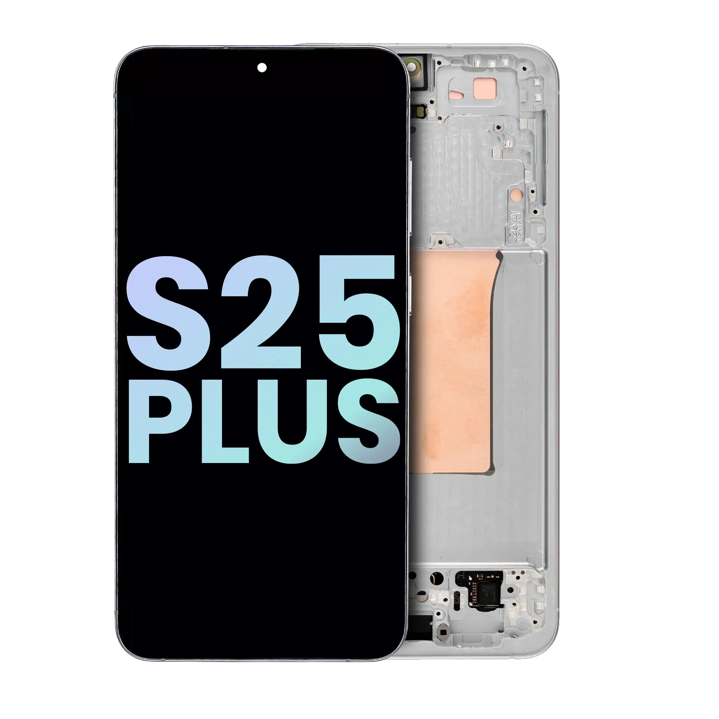 Oled Assembly With Frame Compatible For Samsung Galaxy S25 Plus 5G (Us & International Version) (Service Pack) (Silver Shadow)