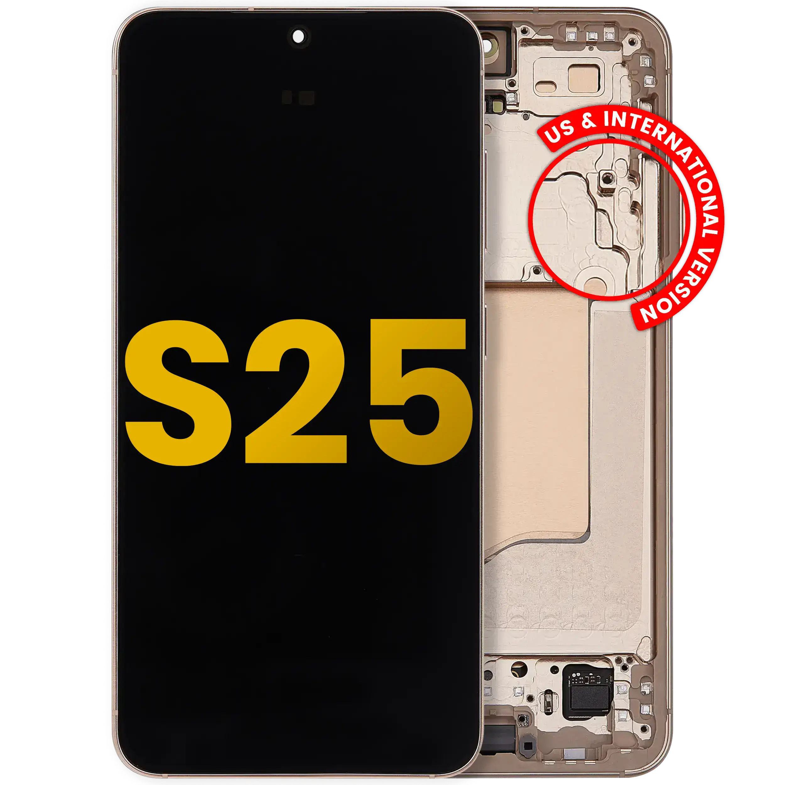 Oled Assembly With Frame Compatible For Samsung Galaxy S25 5G  (Us & International) (Refurbished) (Pink Gold)