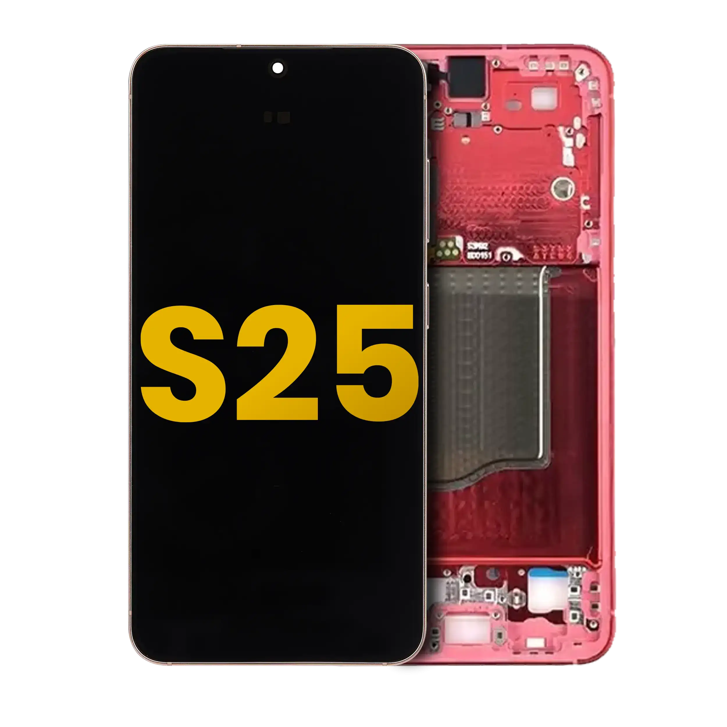 Oled Assembly With Frame Compatible For Samsung Galaxy S25 5G  (Us & International) (Refurbished) (Coral Red)