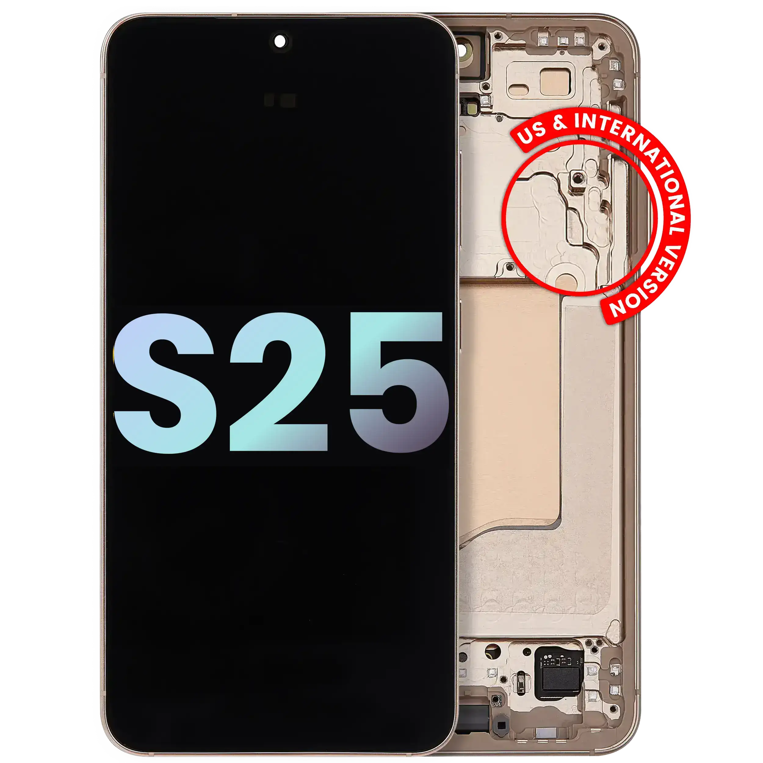 Oled Assembly With Frame Compatible For Samsung Galaxy S25 5G (Us & International) (Service Pack) (Pink Gold)