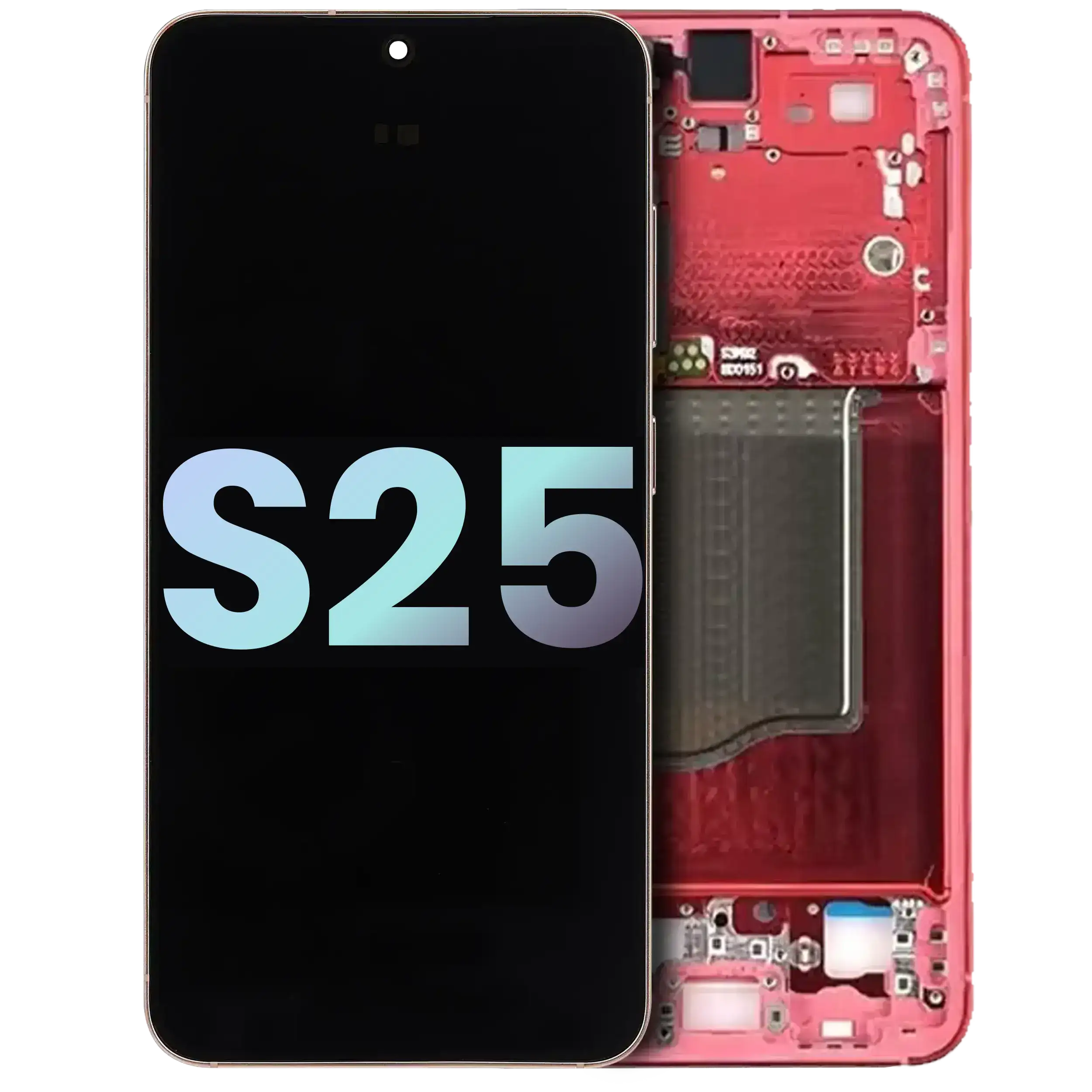 Oled Assembly With Frame Compatible For Samsung Galaxy S25 5G (Us & International) (Service Pack) (Coral Red)