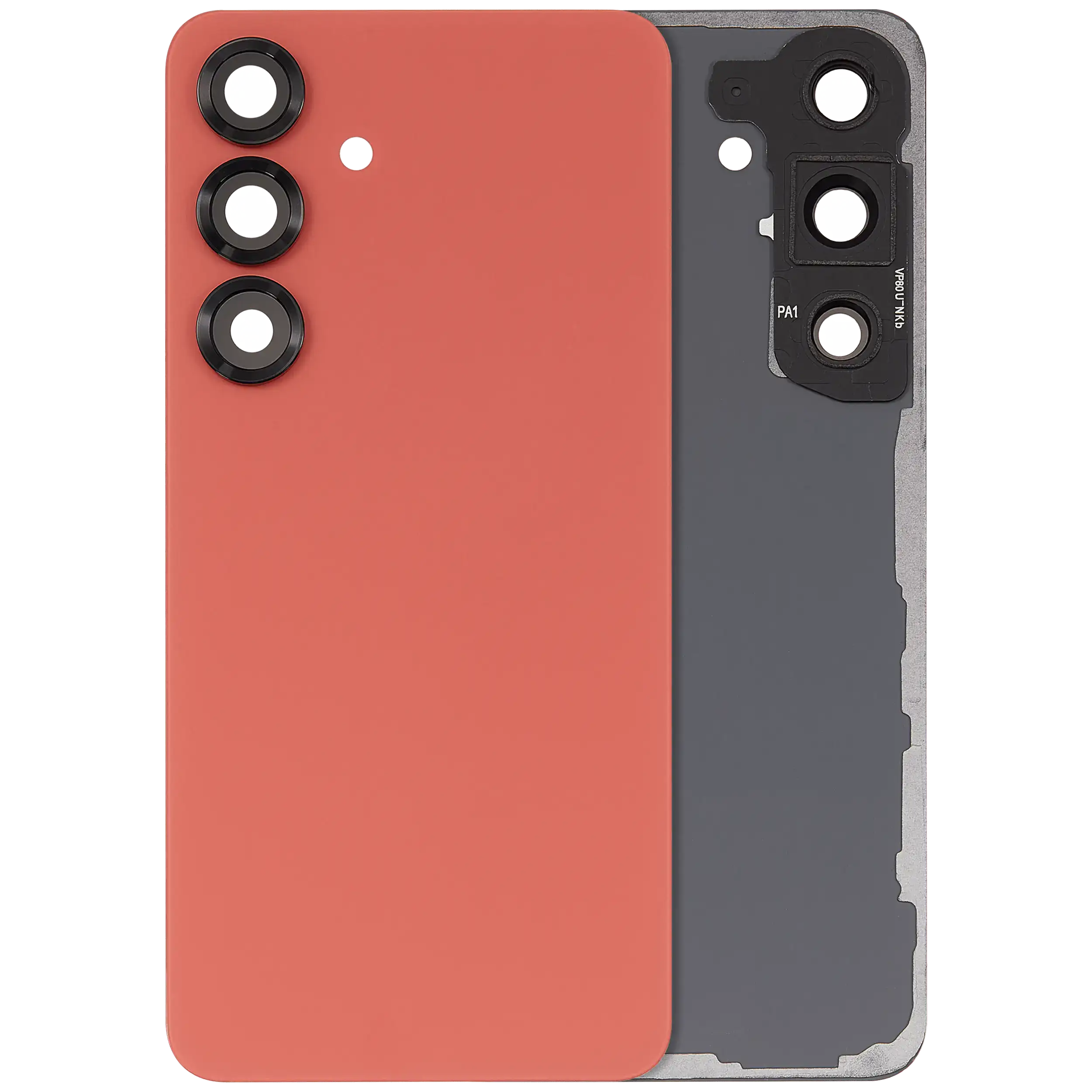 Back Cover Glass With Camera Lens Compatible For Samsung Galaxy S25 5G (No Logo) (Aftermarket Plus) (Coral Red)