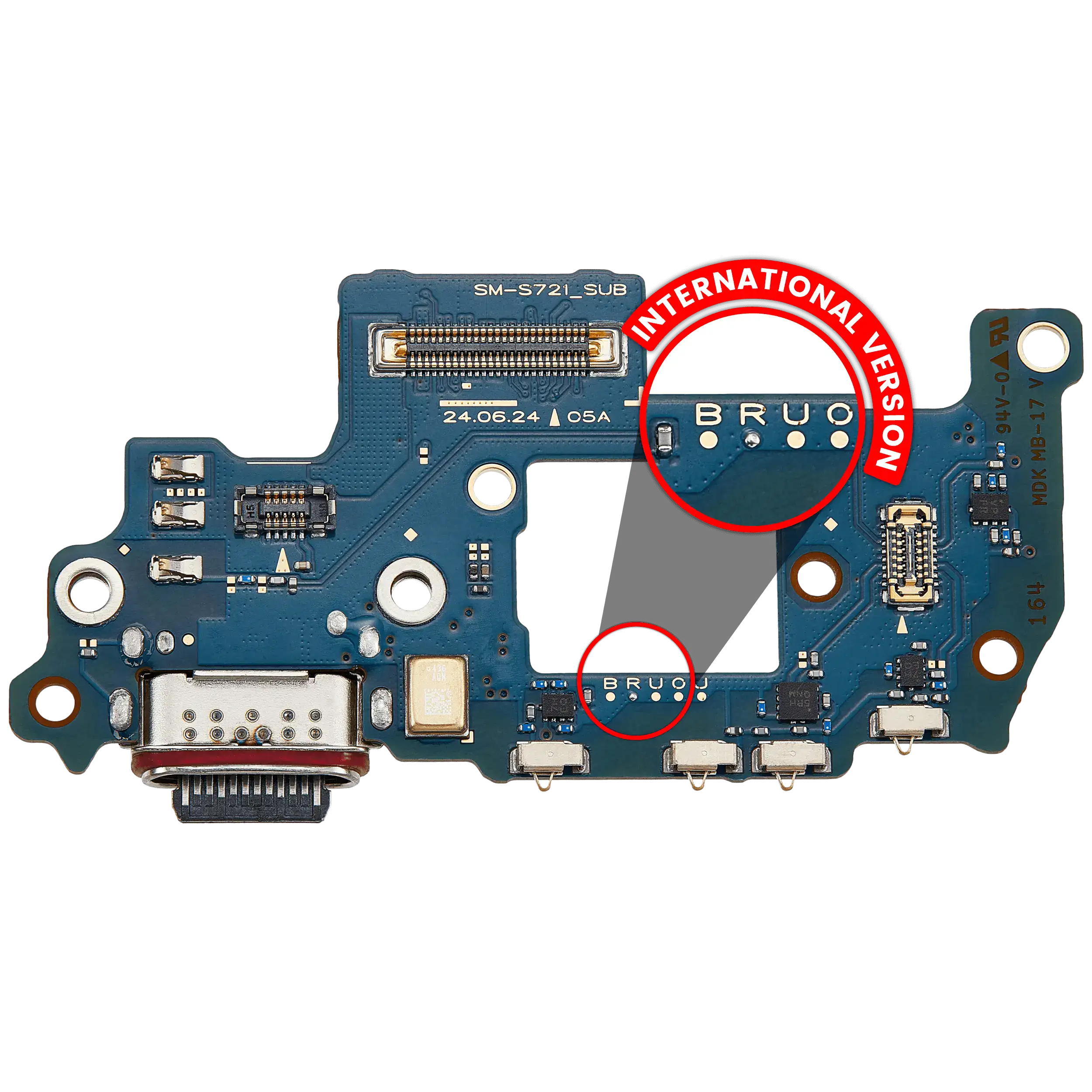 Charging Port Board Compatible For Samsung Galaxy S24 Fe 5G (S721R) (International Version) (Premium)