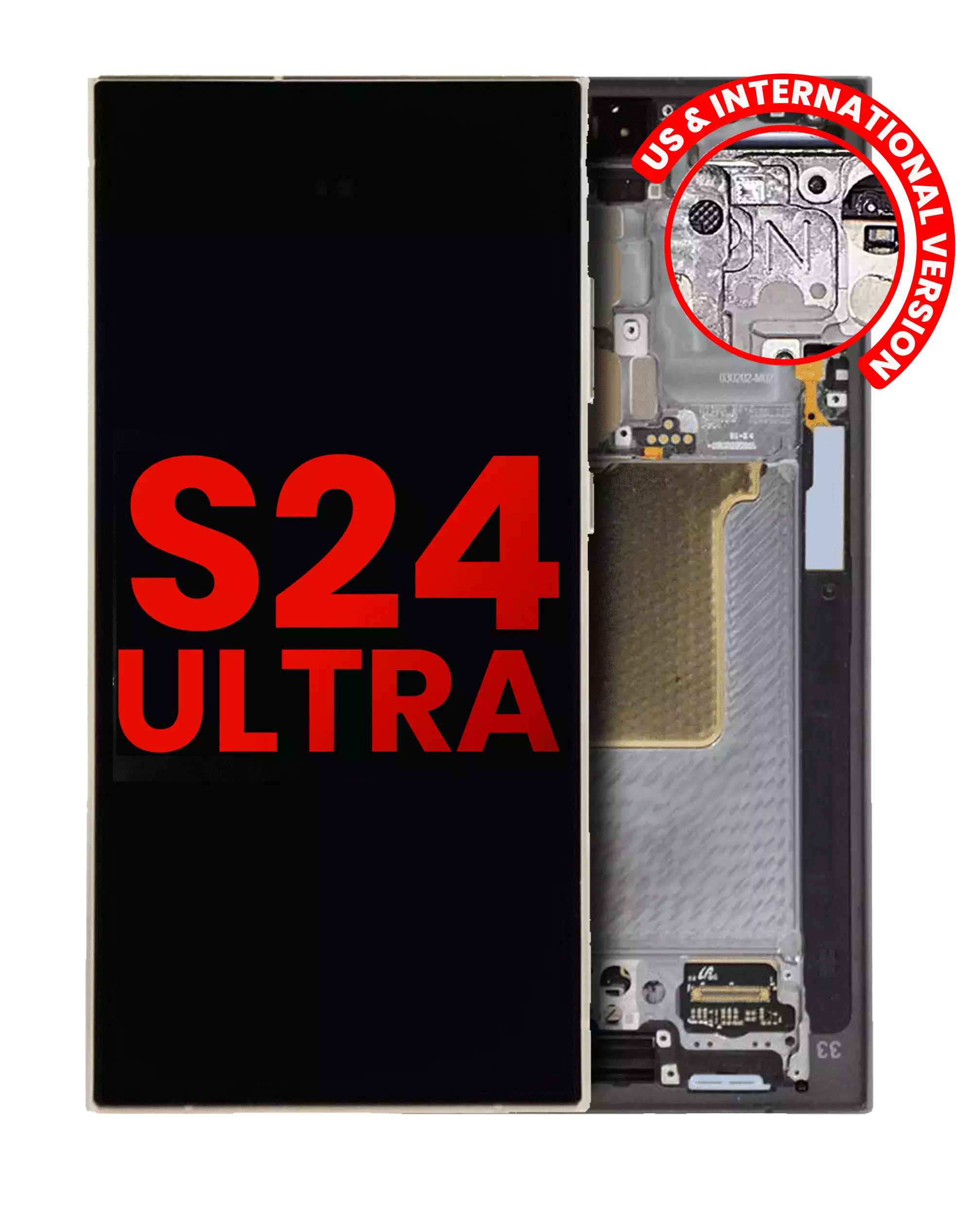 Oled Assembly With Frame Compatible For Samsung Galaxy S24 Ultra (Us & International Version) (Aftermarket Plus) (Titanium Black)