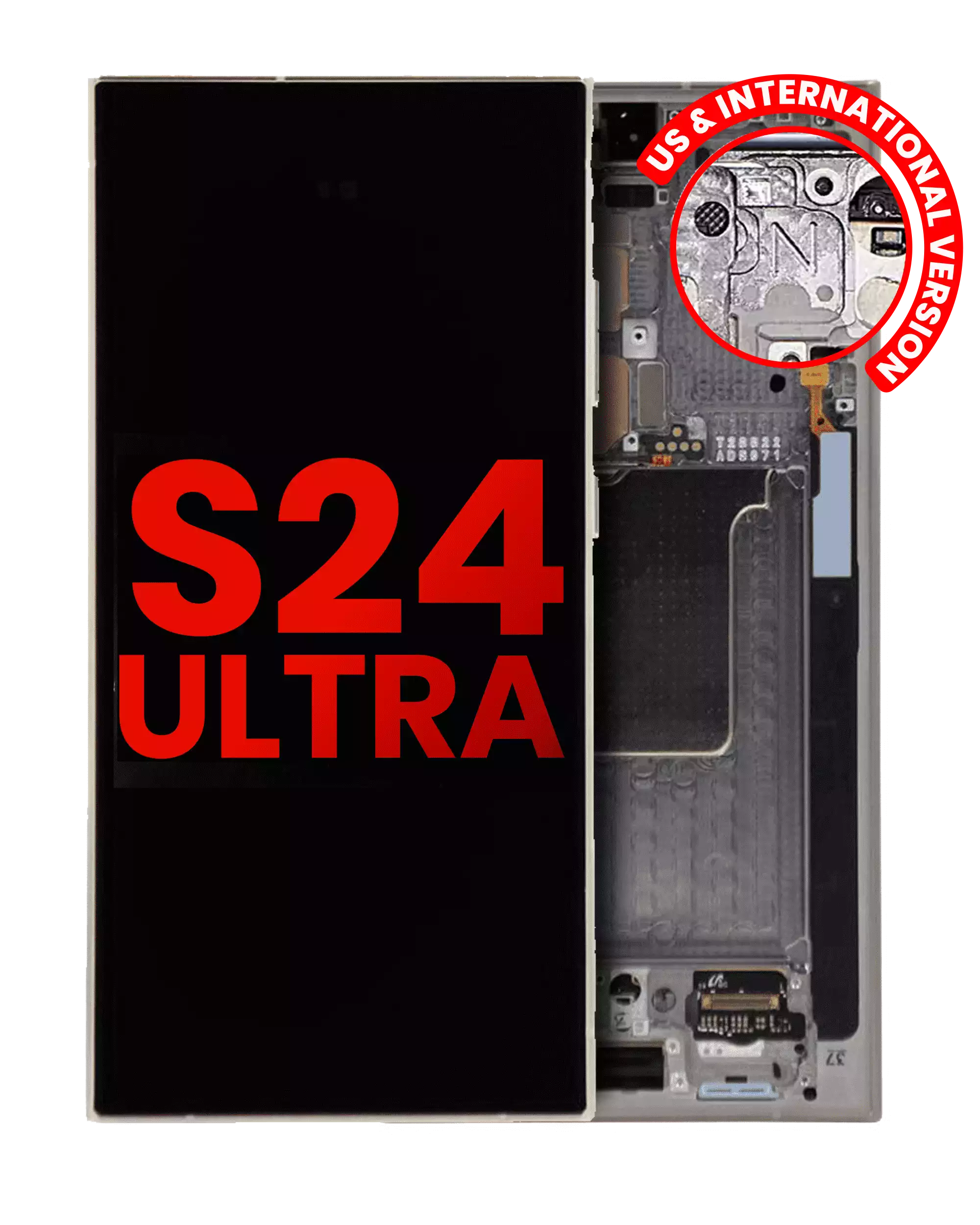 Oled Assembly With Frame Compatible For Samsung Galaxy S24 Ultra (Us & International Version) (Aftermarket Plus) (Titanium Gray)