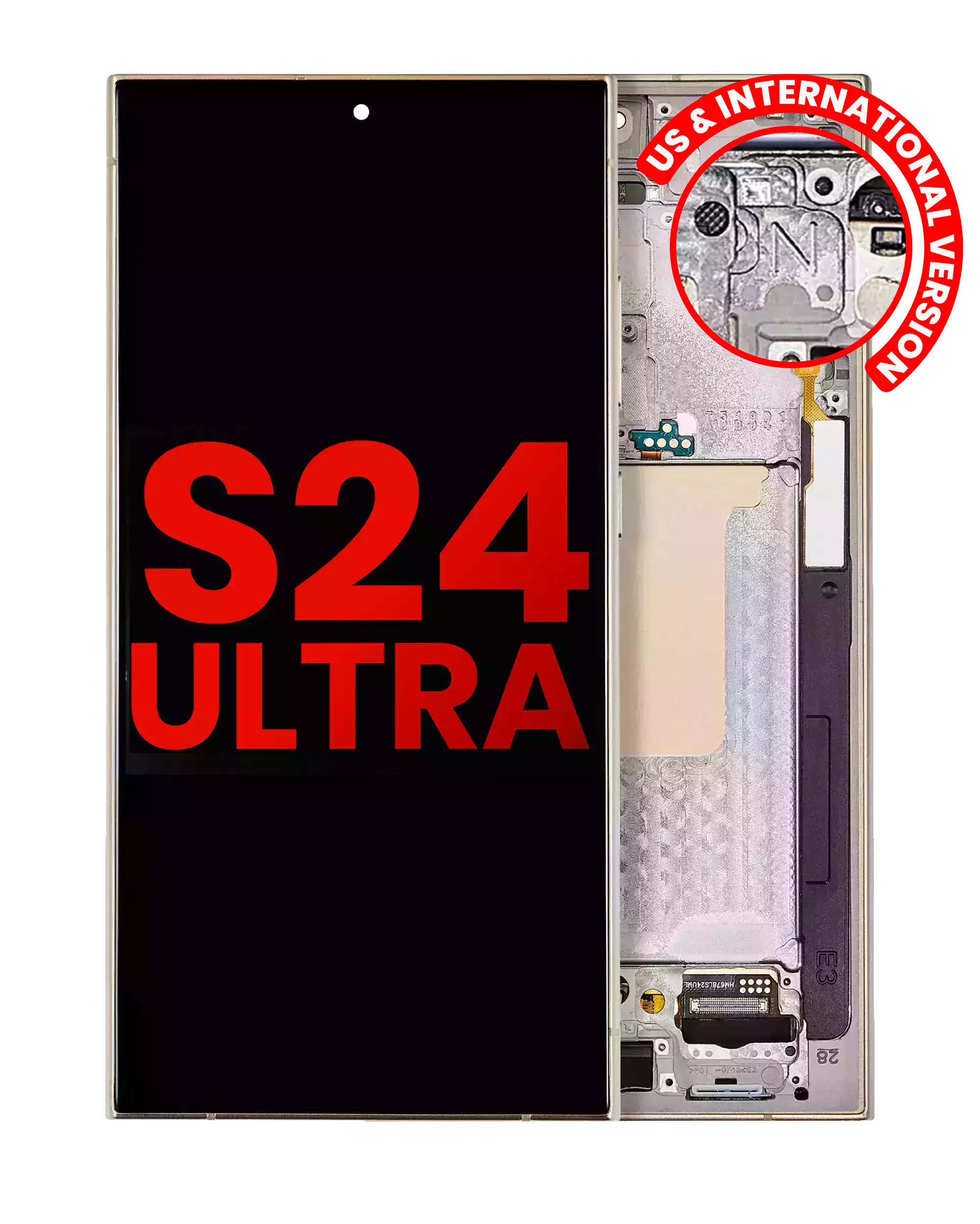 Oled Assembly With Frame Compatible For Samsung Galaxy S24 Ultra (Us & International Version) (Aftermarket Plus) (Titanium Yellow)