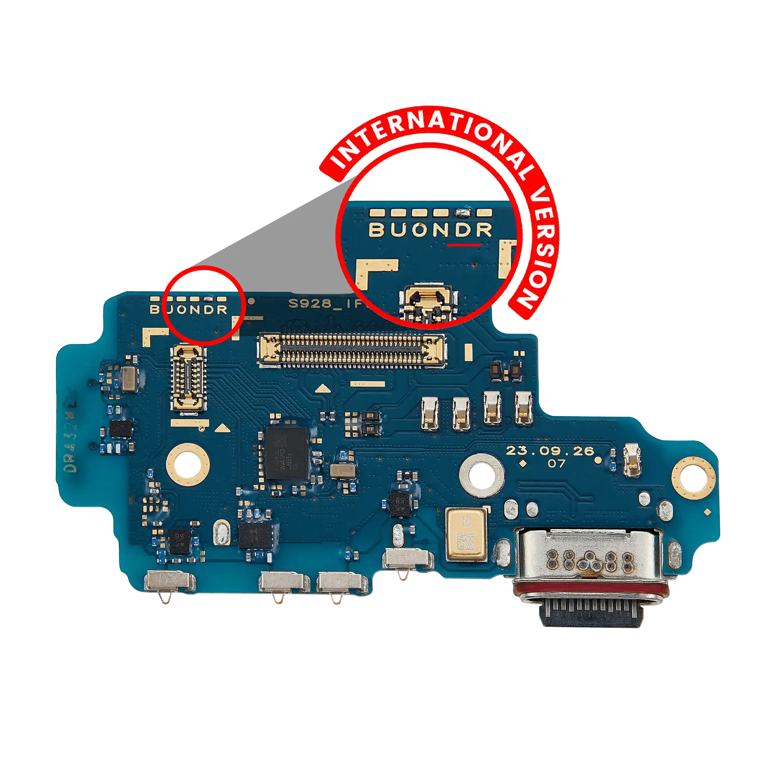 Charging Port Board With Sim Card Reader Compatible For Samsung Galaxy S24 Ultra 5G (S928D) (International Version) (Premium)