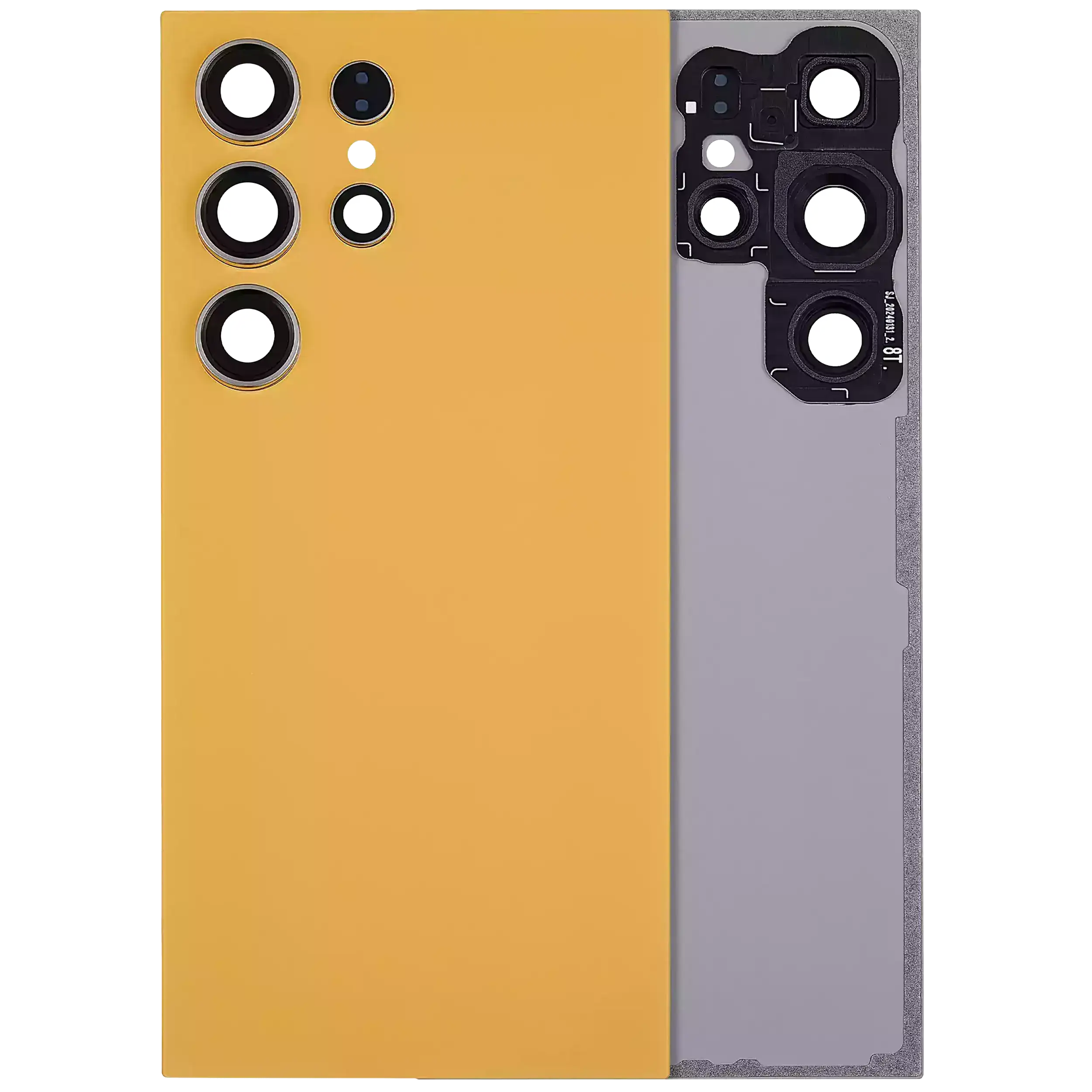 Back Cover Glass With Camera Lens Compatible For Samsung Galaxy S24 Ultra 5G (No Logo) (Aftermarket Plus) (Titanium Orange)