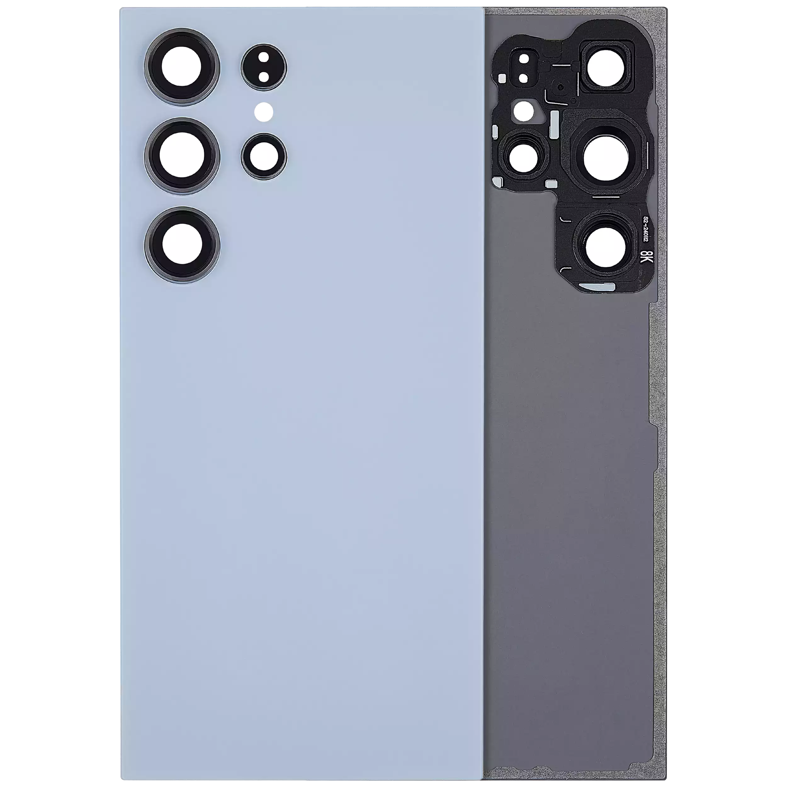 Back Cover Glass With Camera Lens Compatible For Samsung Galaxy S24 Ultra 5G (No Logo) (Aftermarket Plus) (Titanium Blue)