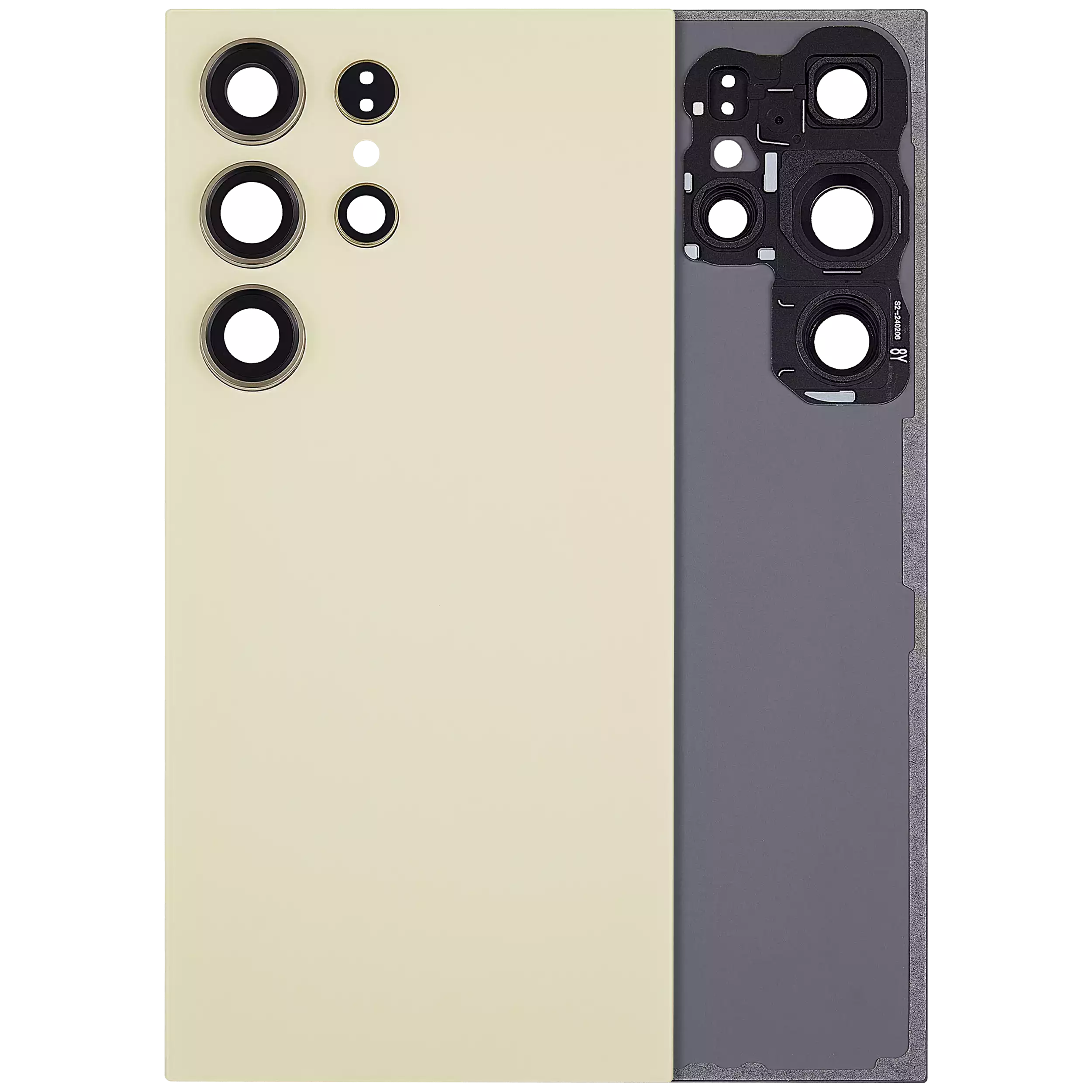 Back Cover Glass With Camera Lens Compatible For Samsung Galaxy S24 Ultra 5G (No Logo) (Aftermarket Plus) (Titanium Yellow)