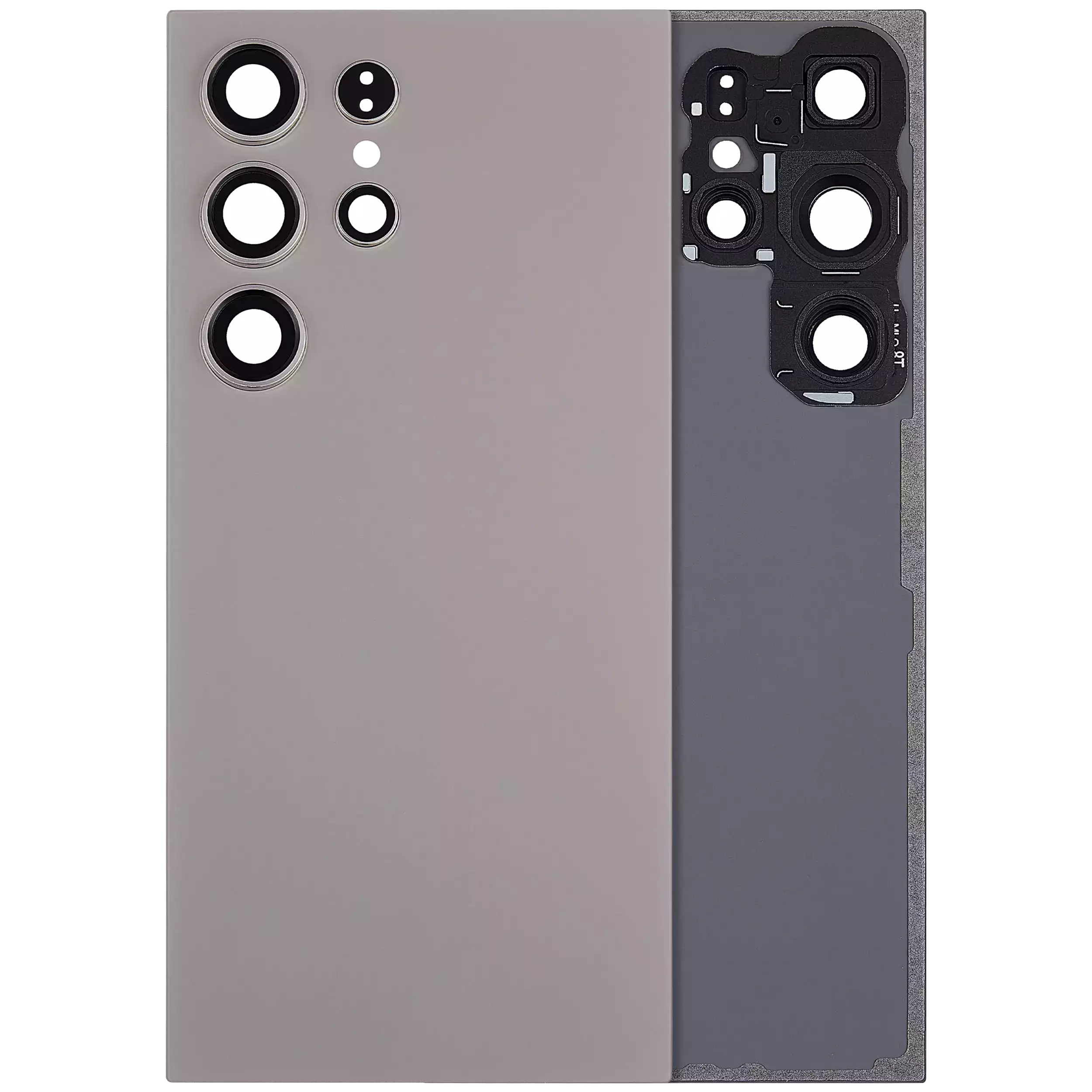Back Cover Glass With Camera Lens Compatible For Samsung Galaxy S24 Ultra 5G (No Logo) (Aftermarket Plus) (Titanium Gray)