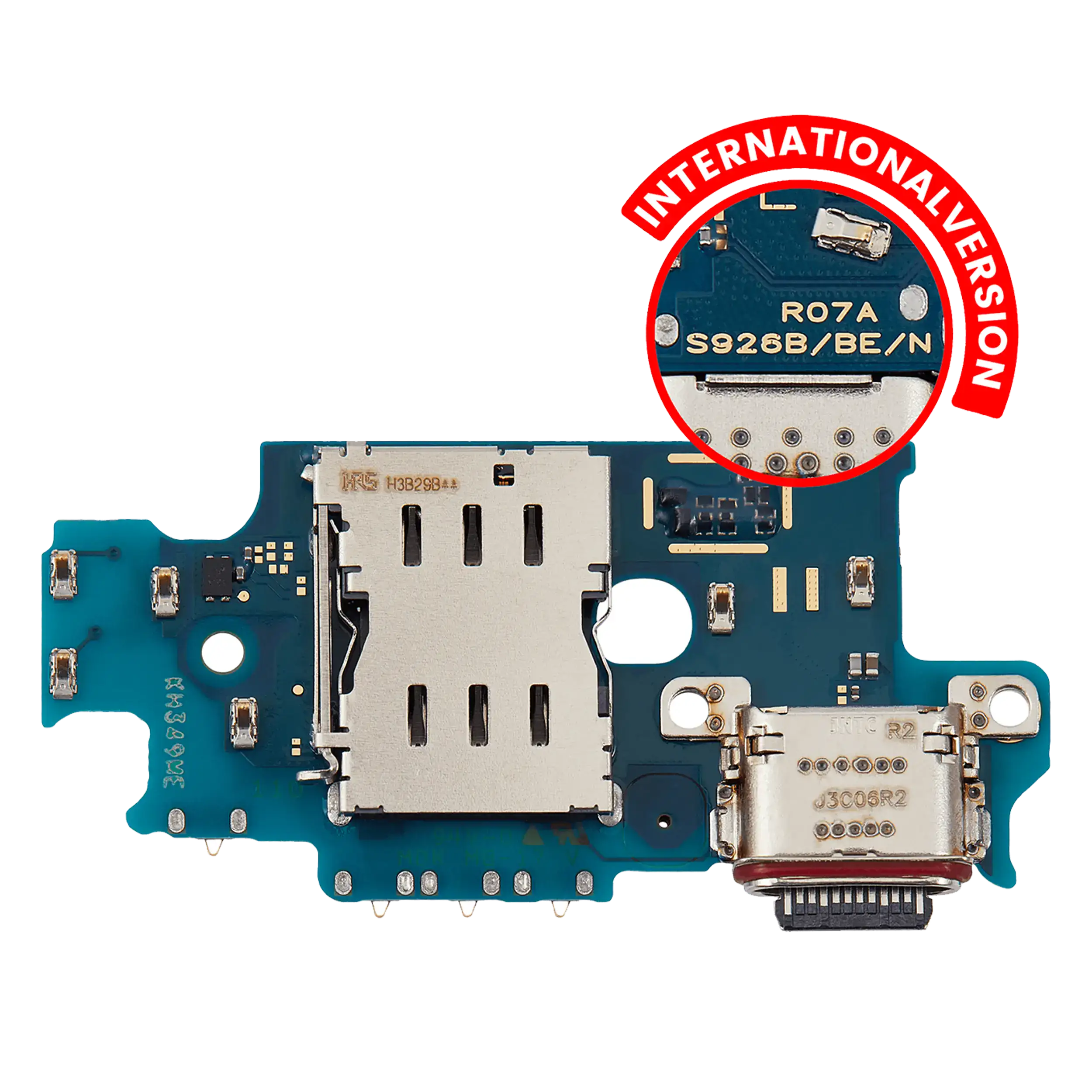 Charging Port Board With Sim Card Reader Compatible For Samsung Galaxy S24 Plus 5G (S926B) (International Version) (Premium)