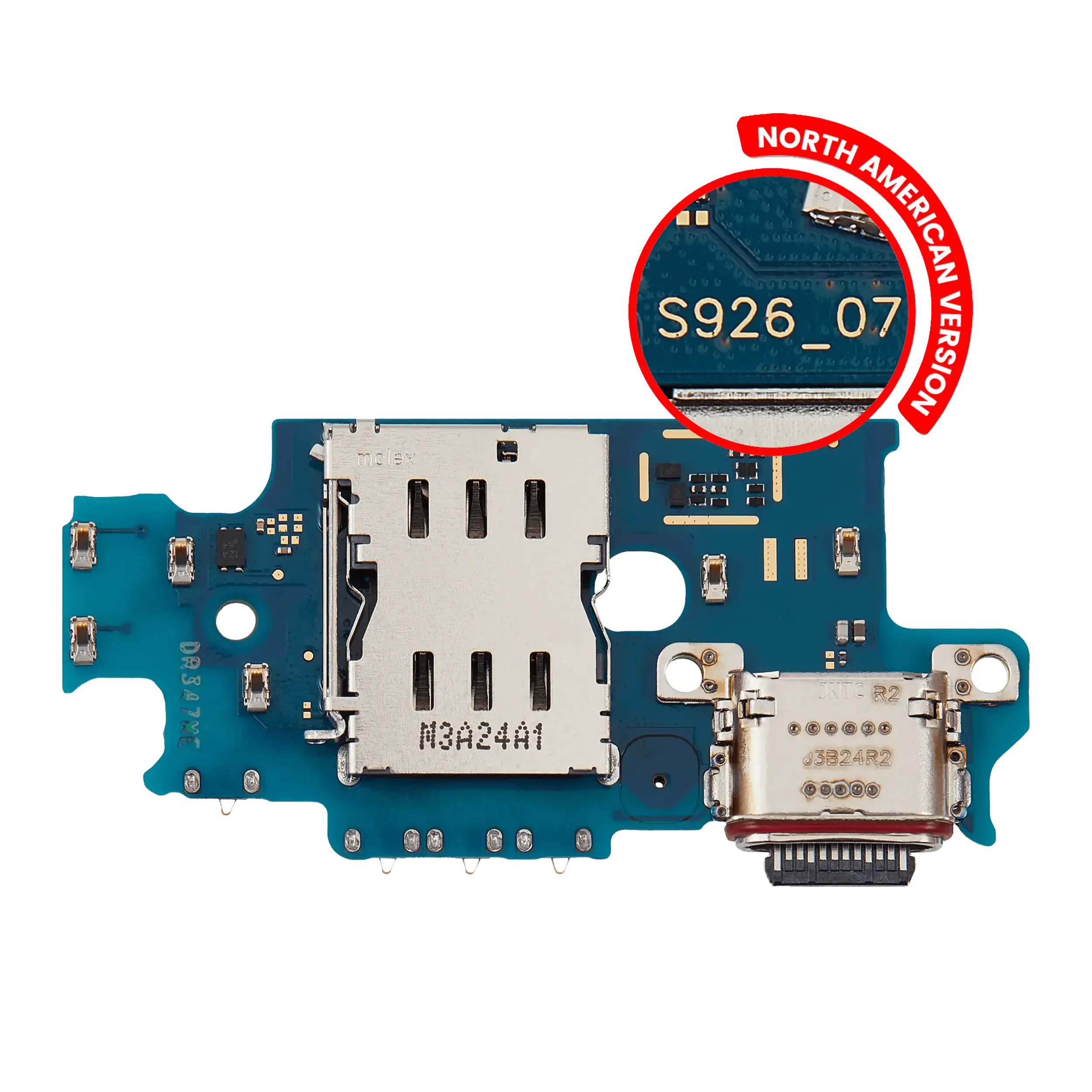 Charging Port Board With Sim Card Reader Compatible For Samsung Galaxy S24 Plus 5G (S926U) (Us Version) (Premium)