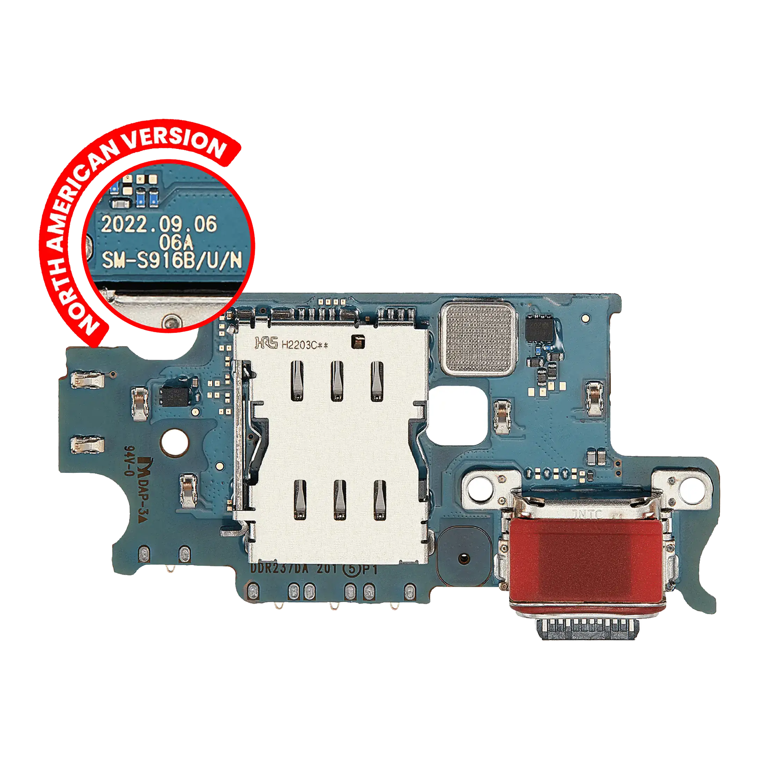 Charging Port Board With Sim Card Reader Compatible For Samsung Galaxy S23 Plus 5G (S916U) (Us Version) (Premium)