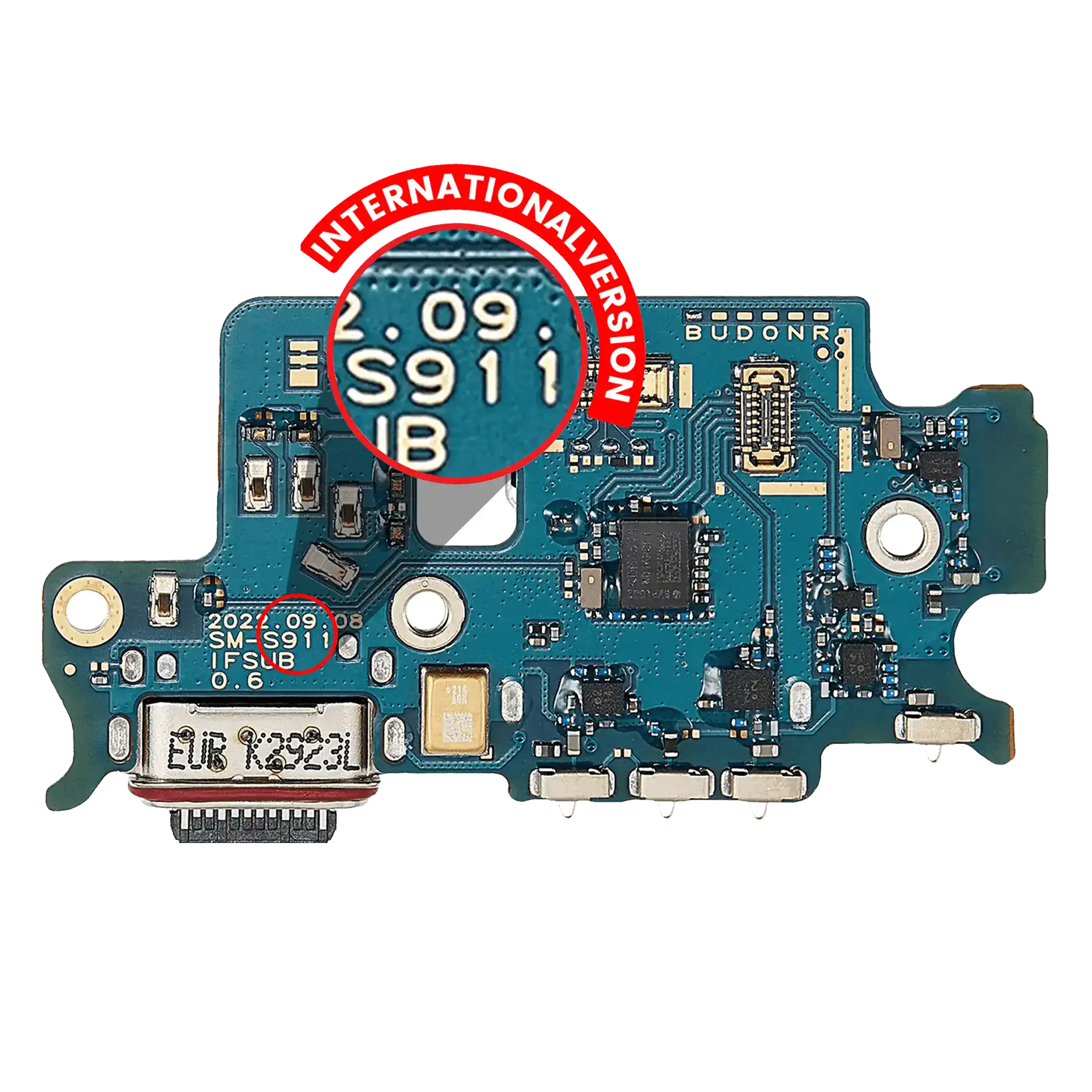 Charging Port Board With Sim Card Reader Compatible For Samsung Galaxy S23 5G (S911B) (International Version) (Premium)